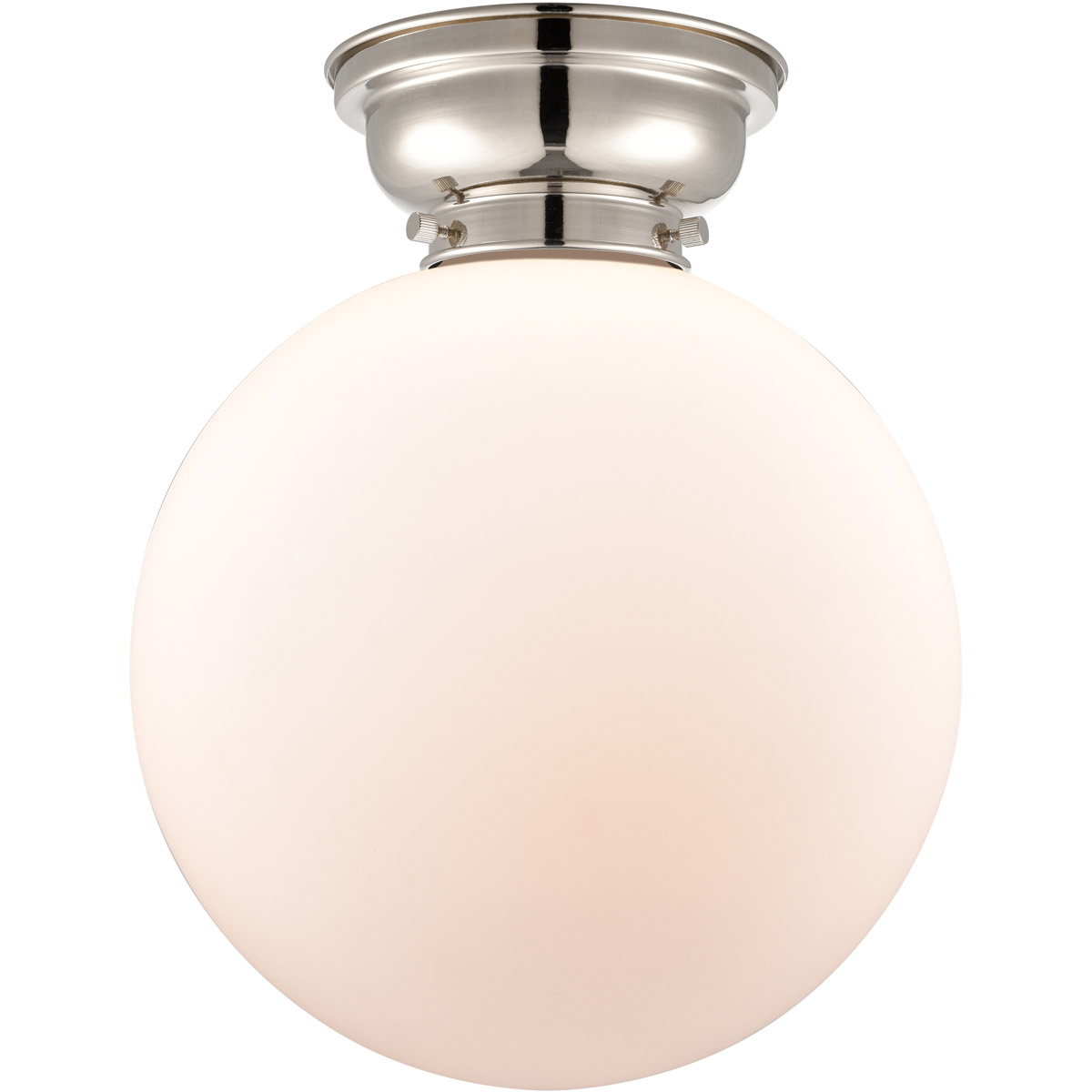 Aditi XX-Large Beacon LED 12 inch Polished Nickel Flush Mount Ceiling Light in Matte White Glass, Aditi