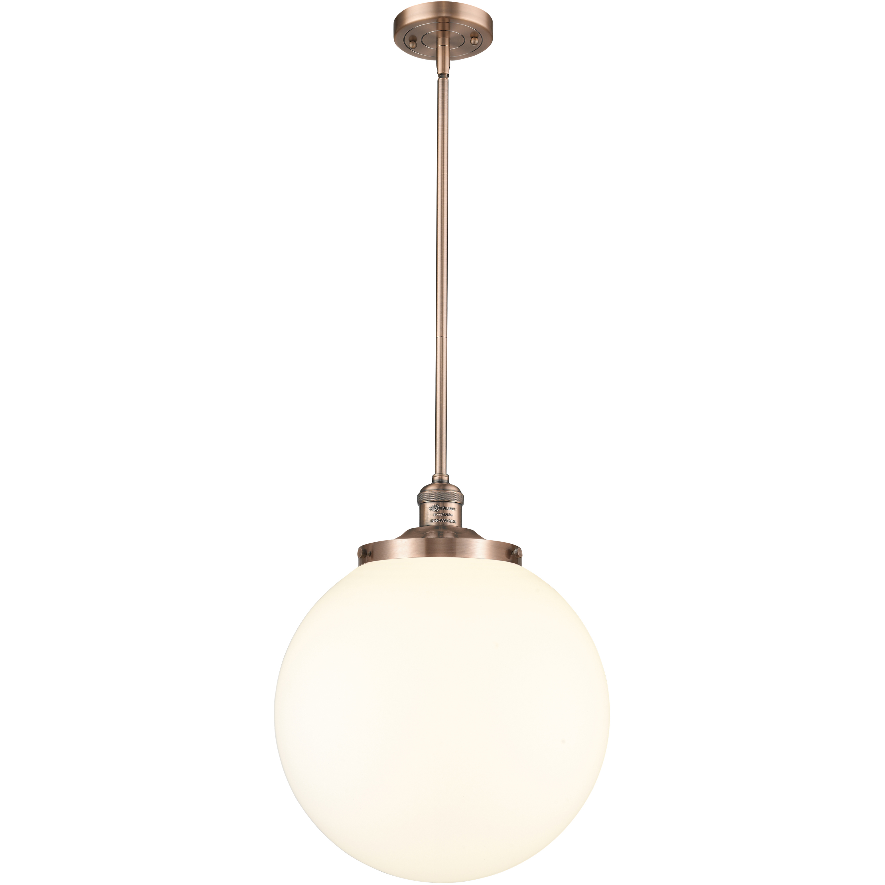 Franklin Restoration Beacon LED 14 inch Antique Copper Pendant Ceiling Light in Matte White