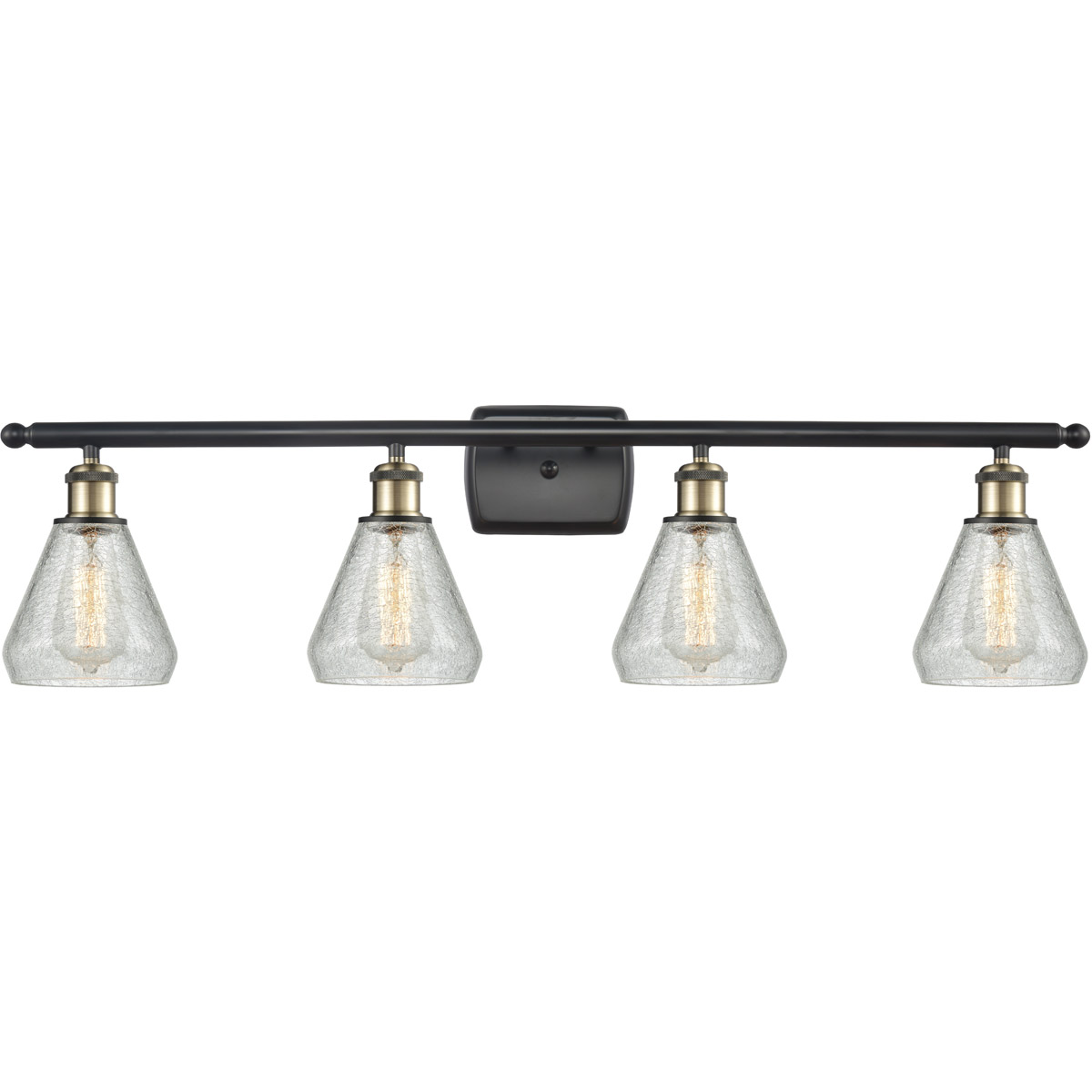 Ballston Conesus 4 Light 36 inch Black Antique Brass Bath Vanity Light Wall Light, Ballston