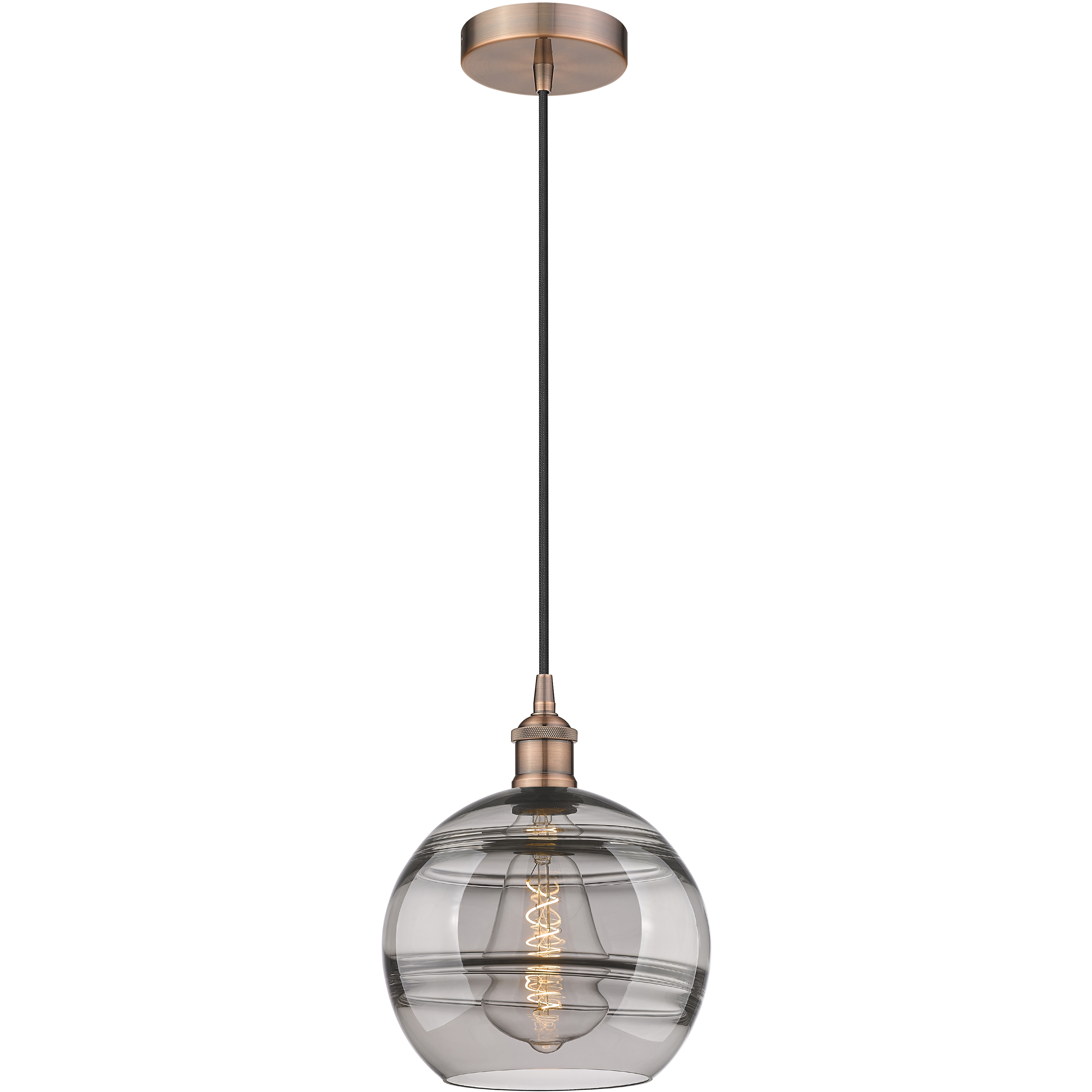 Edison Rochester 1 Light 10 inch Antique Copper Cord Hung Mini Pendant Ceiling Light