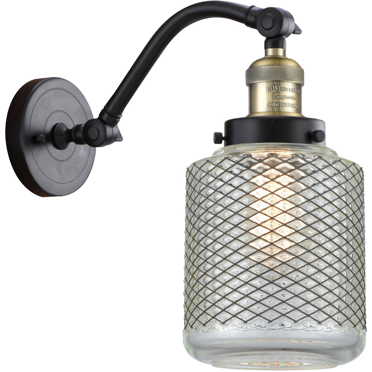Franklin Restoration Stanton 1 Light 6 inch Black Antique Brass Sconce Wall Light, Franklin Restoration