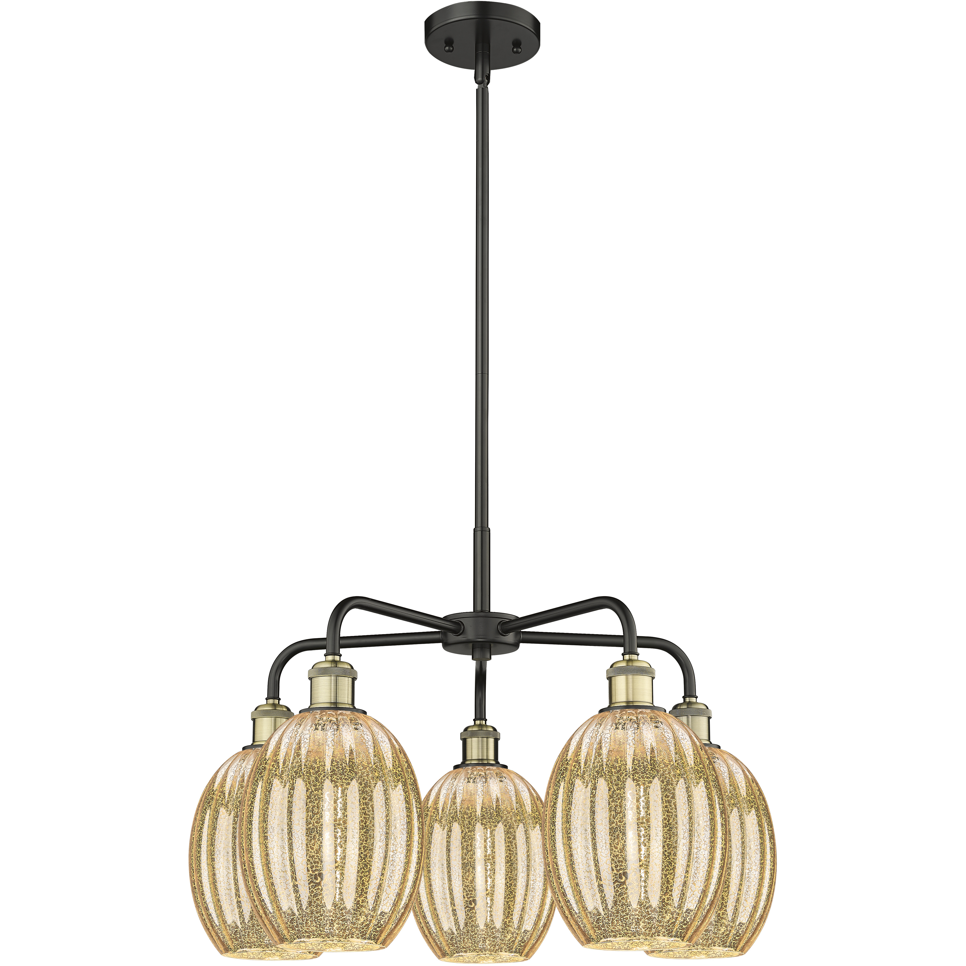 Ballston Preston 5 Light 24.75 inch Black Antique Brass Chandelier Ceiling Light in Mercury