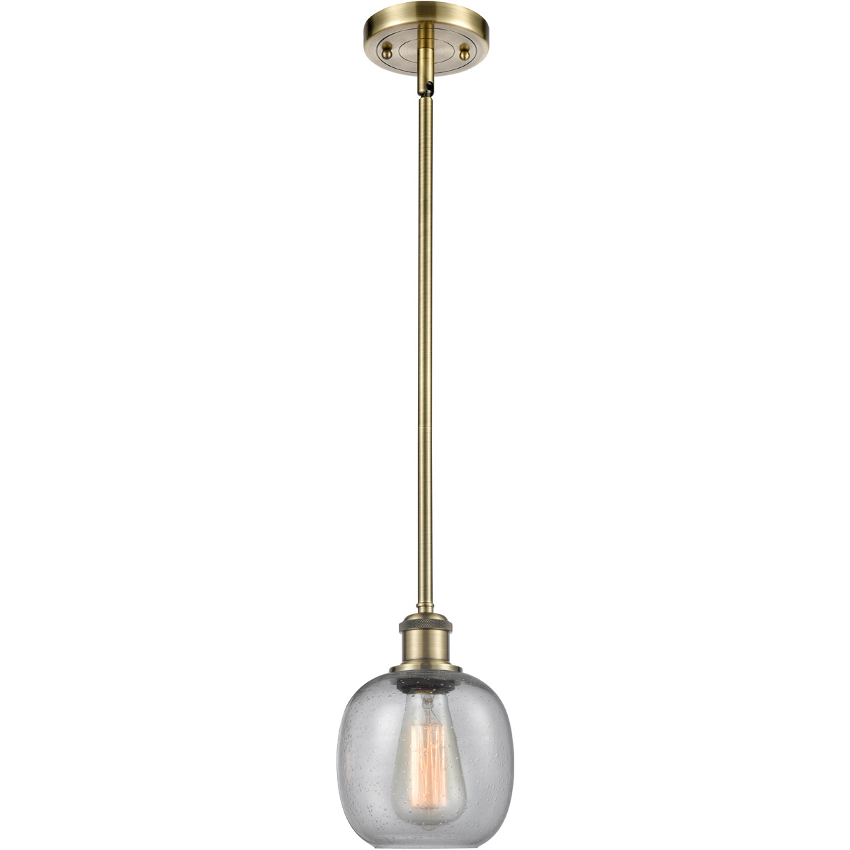 Ballston Belfast LED 6 inch Antique Brass Pendant Ceiling Light in Seedy Glass, Ballston