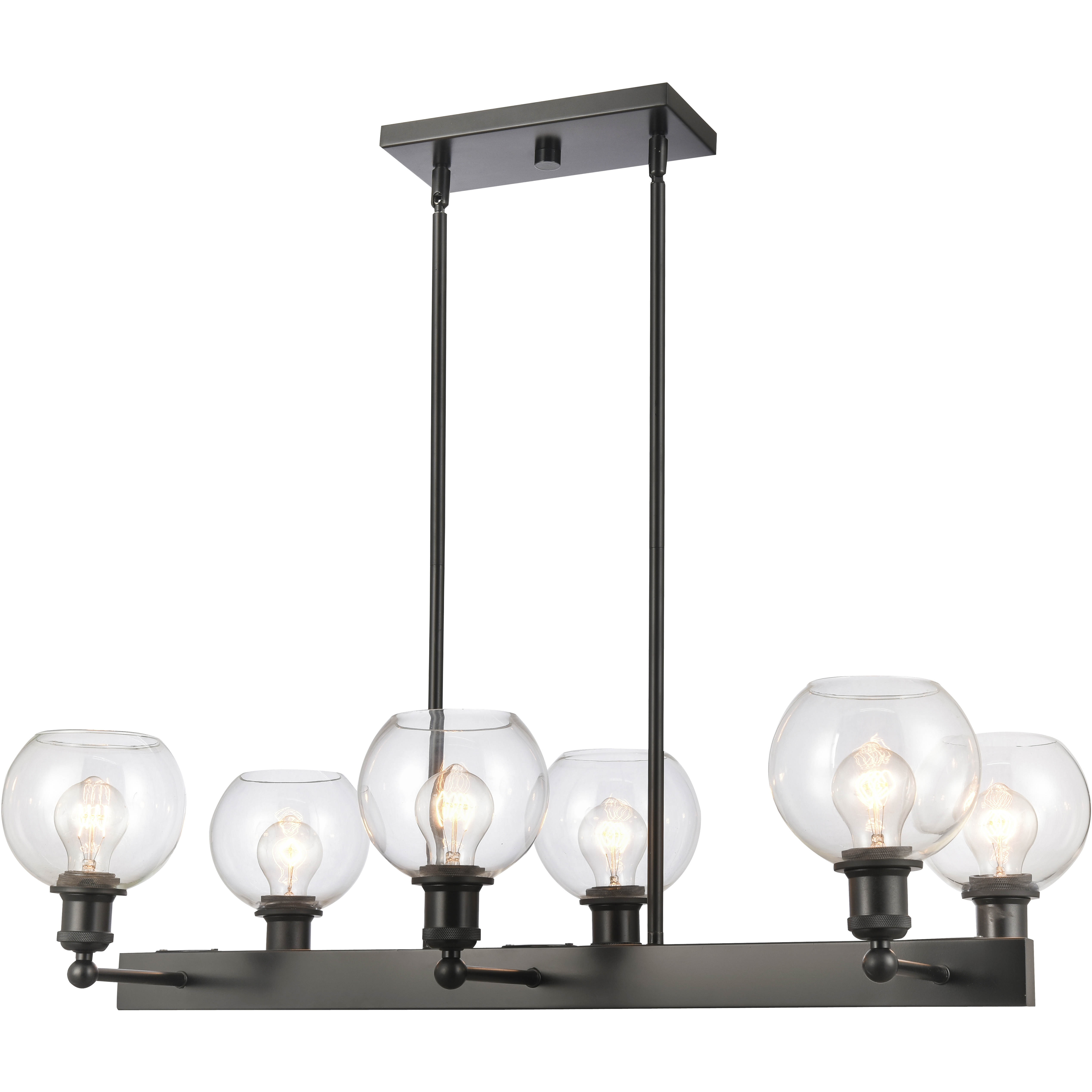 Ballston Concord 6 Light 35 inch Matte Black Chandelier Ceiling Light in Clear Glass
