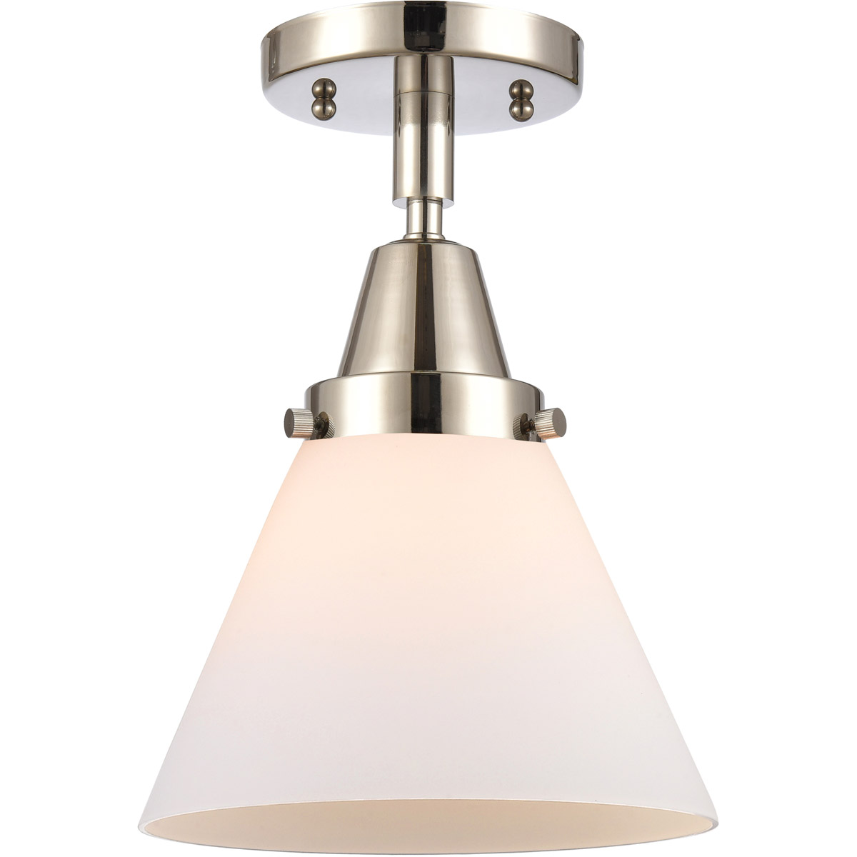 Franklin Restoration X-Large Cone LED 12 inch Polished Nickel Flush Mount Ceiling Light in Matte White Glass