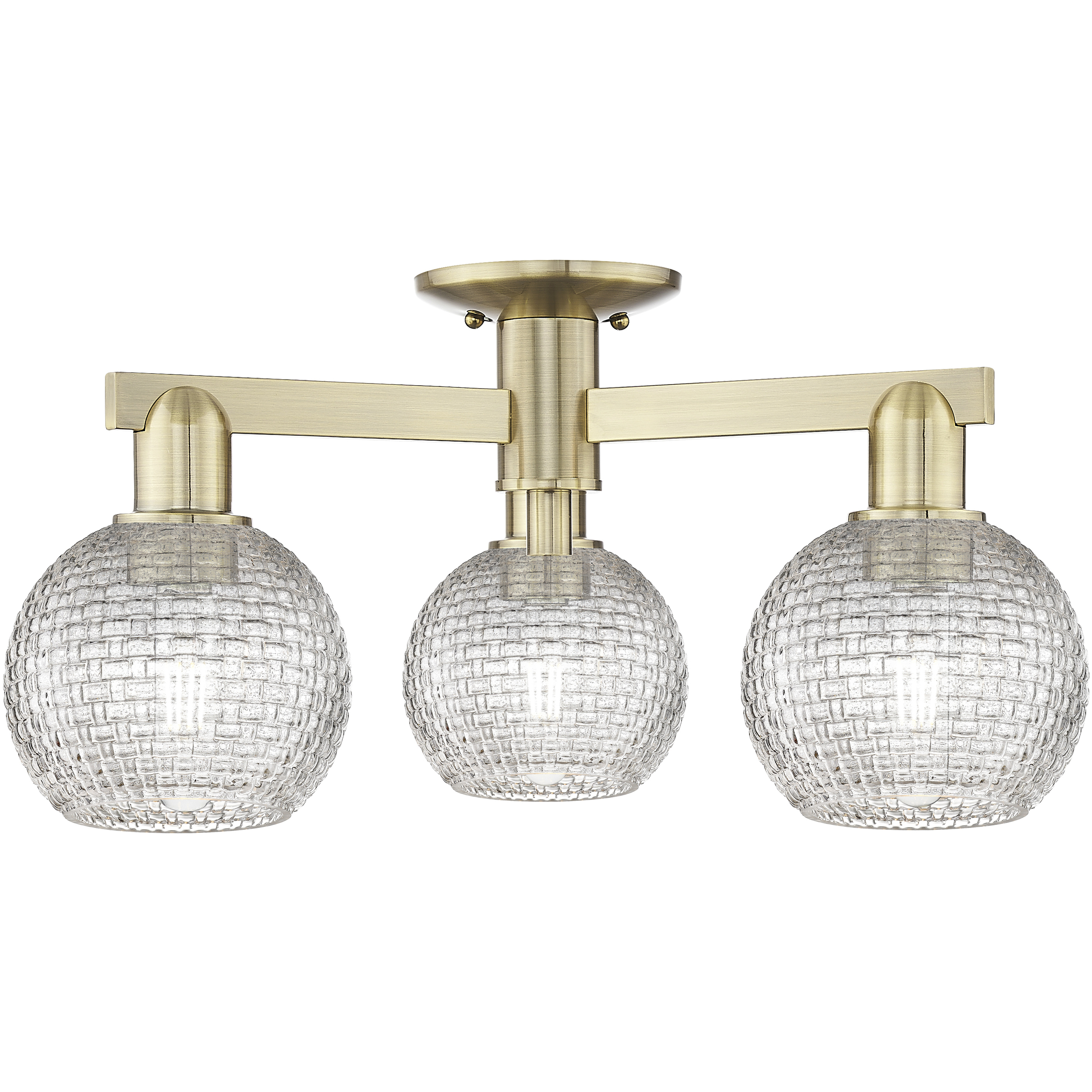 Arcadia Athens 3 Light 23.38 inch Antique Brass Semi-Flush Mount Ceiling Light