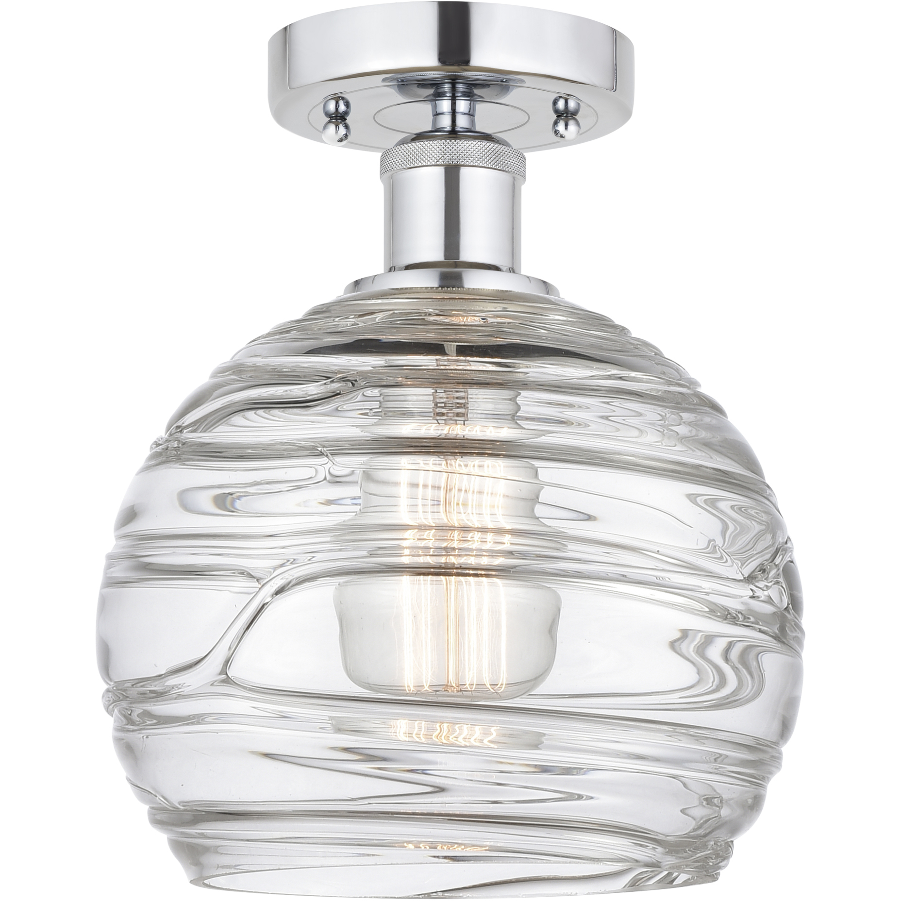 Edison Athens Deco Swirl 1 Light 8 inch Brushed Satin Nickel Semi-Flush Mount Ceiling Light