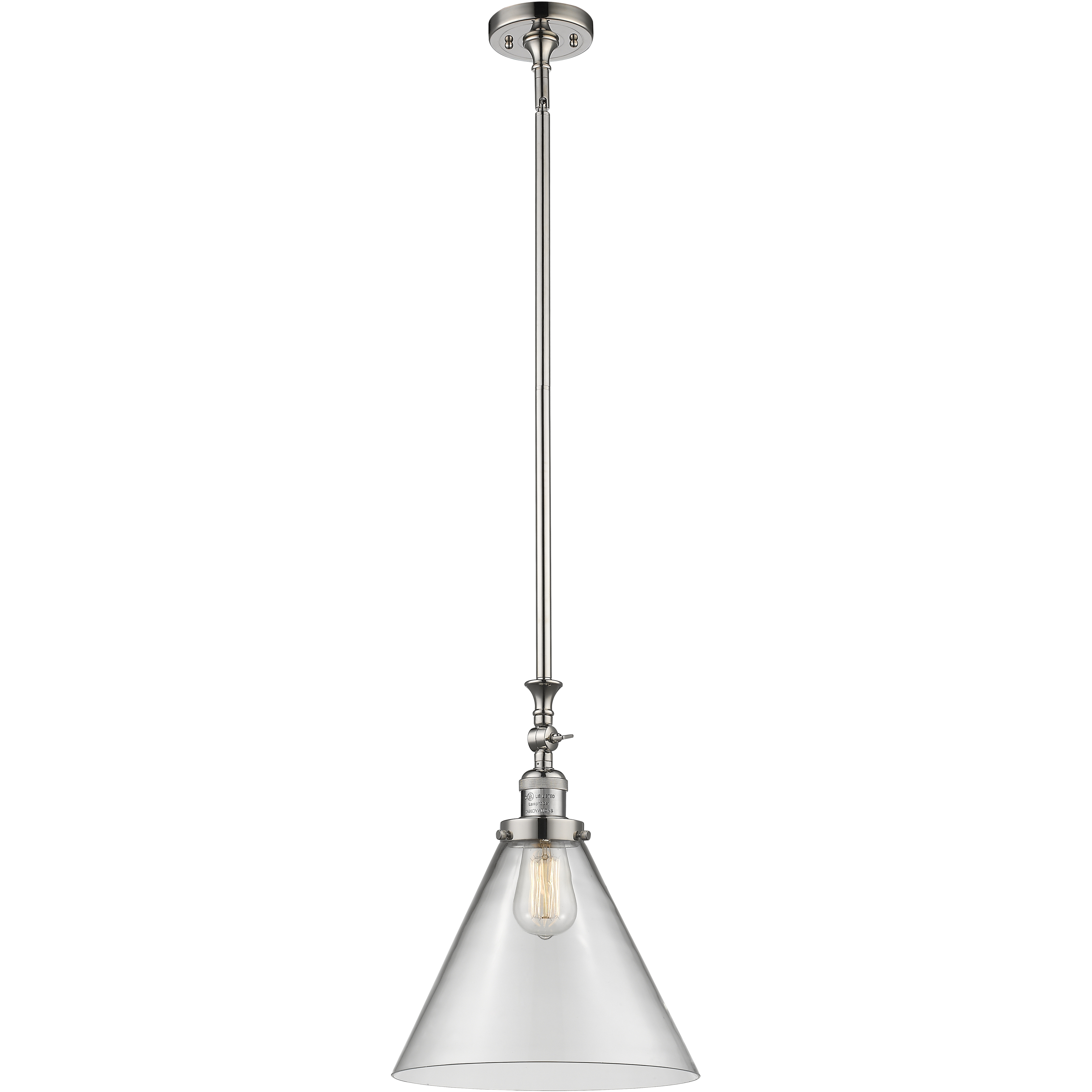 Franklin Restoration Cone LED 12 inch Polished Nickel Mini Pendant Ceiling Light in Clear, Franklin Restoration
