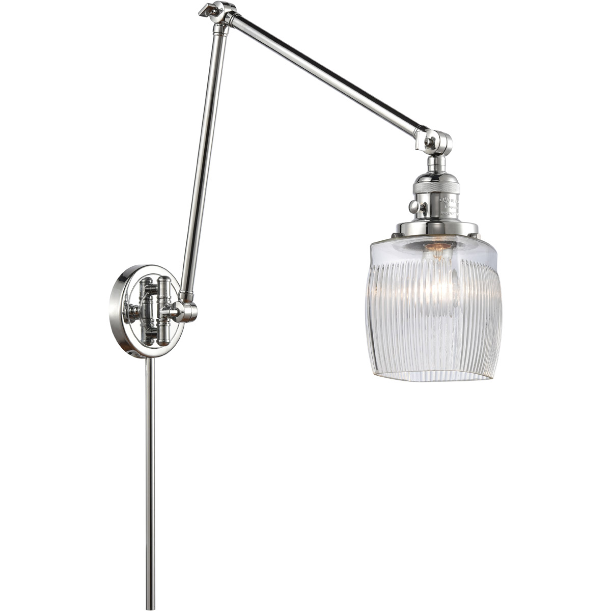 Colton 30 inch 60.00 watt Polished Chrome Swing Arm Wall Light, Franklin Restoration