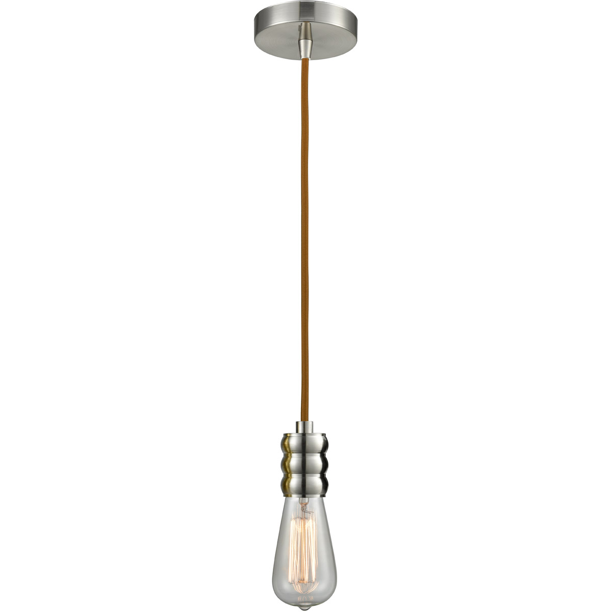 Gatsby Bare Bulb 1 Light 2 inch Satin Nickel Mini Pendant Ceiling Light in Copper, Gatsby