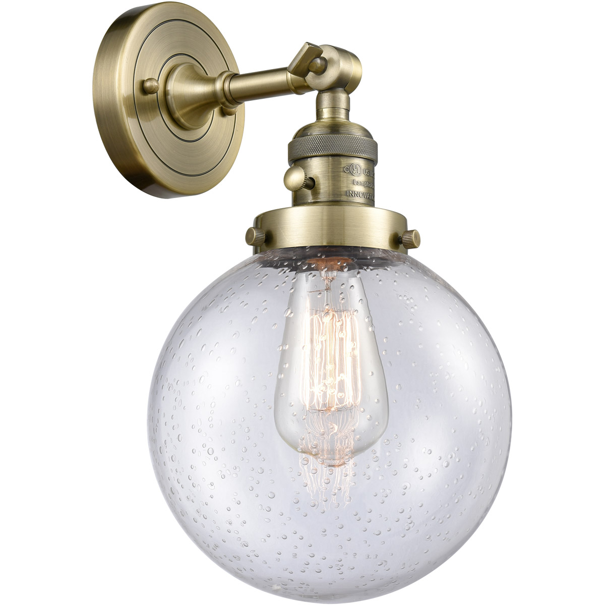 Franklin Restoration Large Beacon LED 8 inch Antique Brass Sconce Wall Light, Franklin Restoration