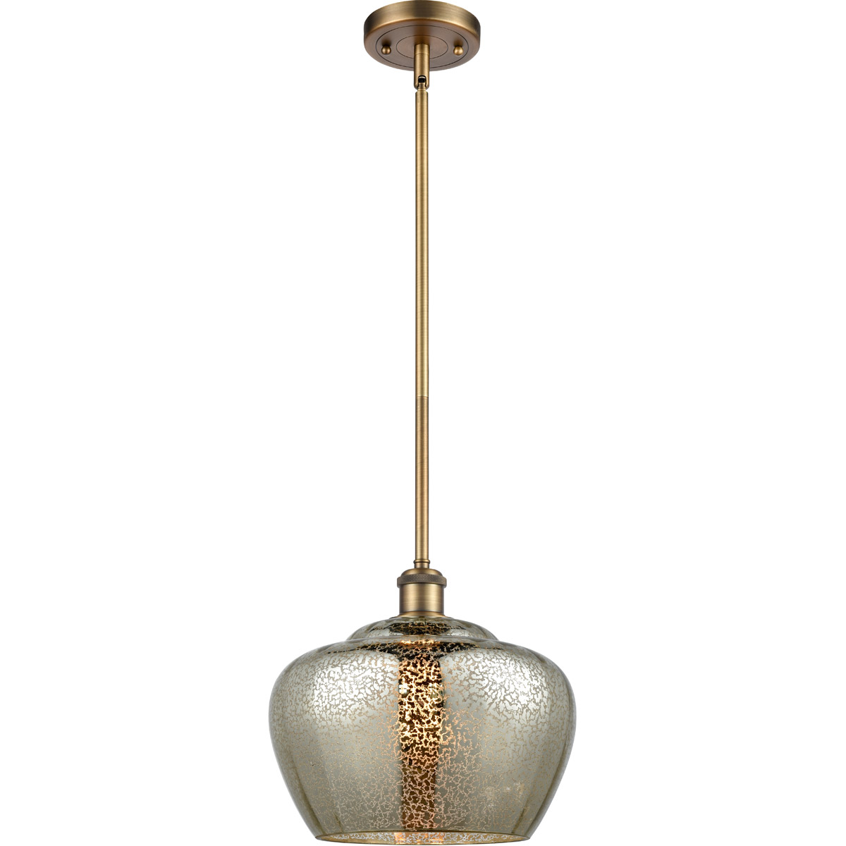 Ballston Large Fenton 1 Light 11 inch Brushed Brass Pendant Ceiling Light in Mercury Glass, Ballston