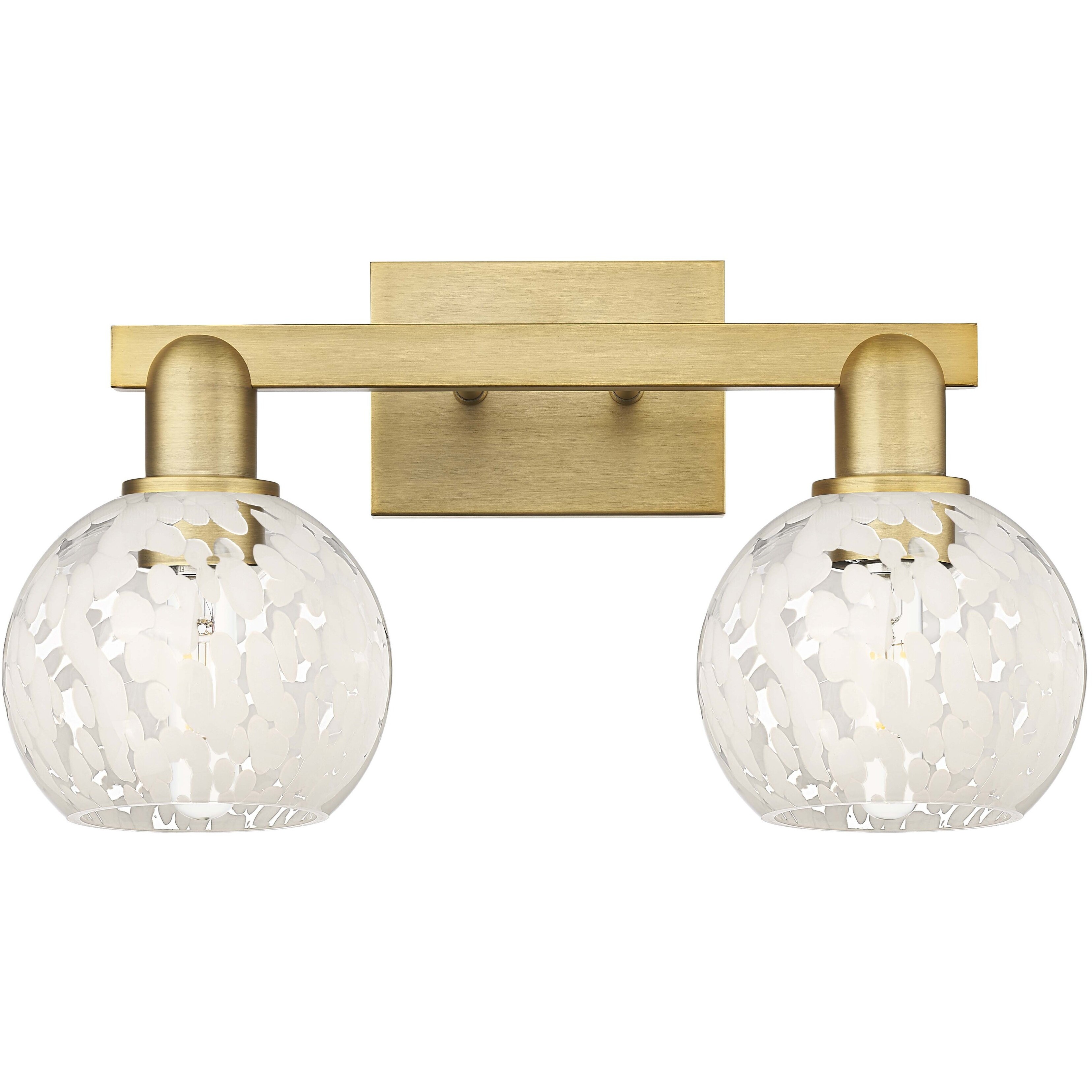 Arcadia Athens 2 Light 16.88 inch Brushed Brass Bath Vanity Light Wall Light in Matte White