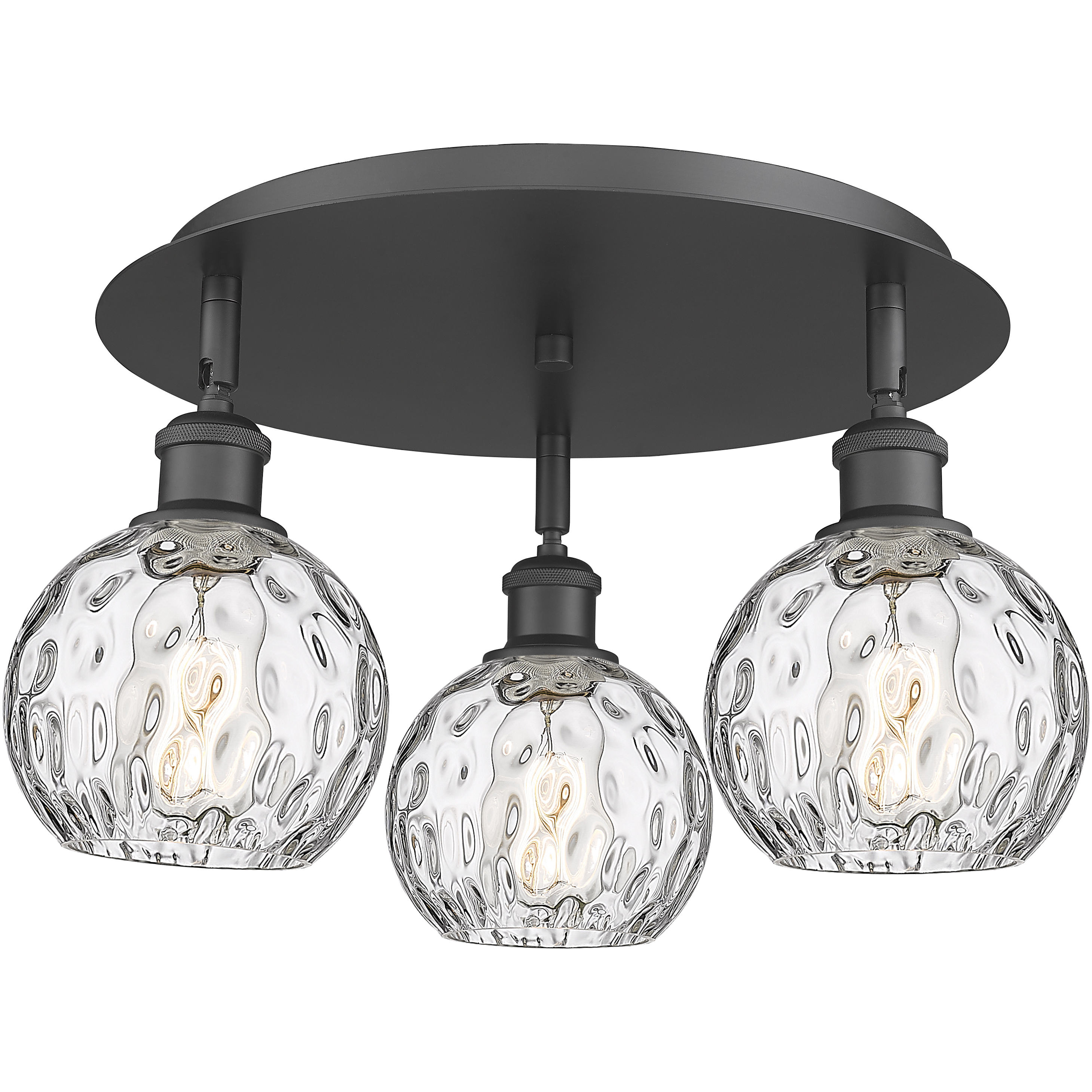 Athens Water Glass 3 Light 17.63 inch Matte Black Flush Mount Ceiling Light