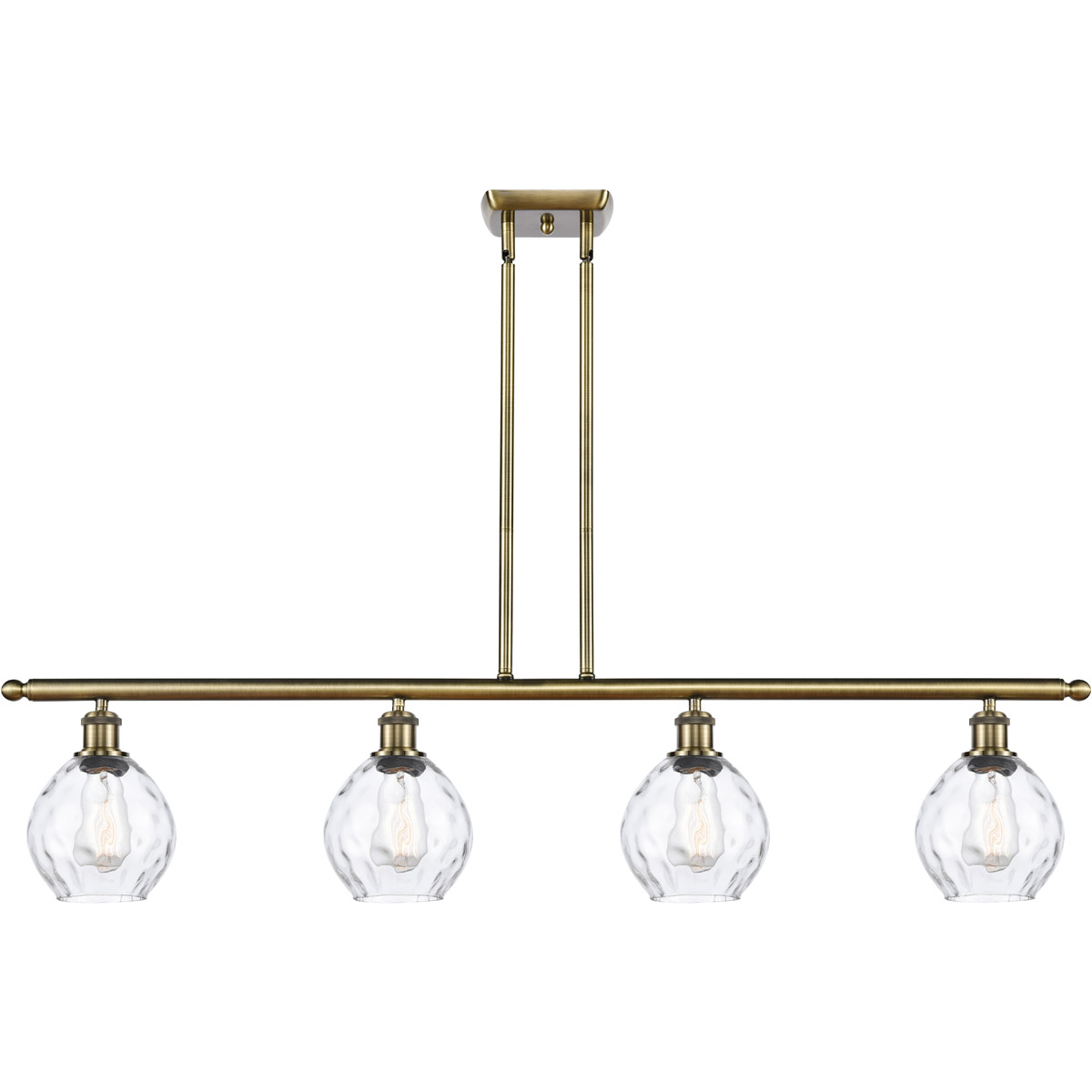 Ballston Small Waverly 4 Light 48 inch Antique Brass Island Light Ceiling Light, Ballston