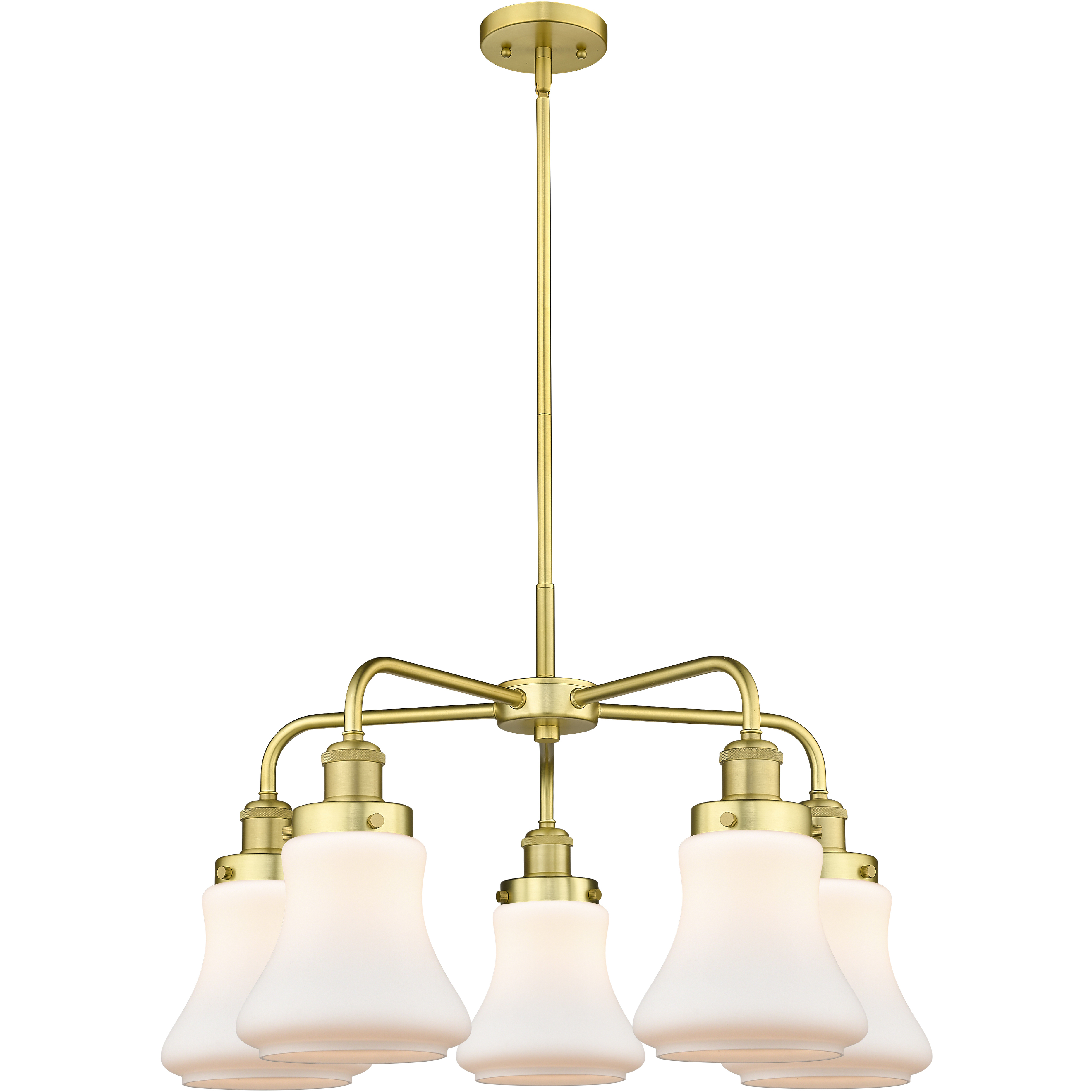 Bellmont 5 Light 24 inch Satin Gold Chandelier Ceiling Light in Matte White Glass