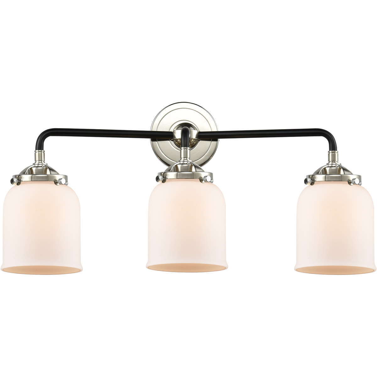 Nouveau Small Bell LED 23 inch Black Polished Nickel Bath Vanity Light Wall Light in Matte White Glass, Nouveau