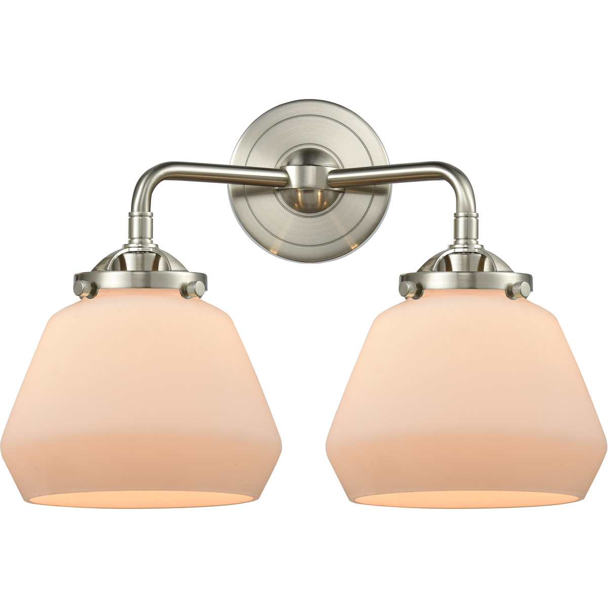 Nouveau Fulton 2 Light 15 inch Brushed Satin Nickel Bath Vanity Light Wall Light in Matte White Glass, Nouveau