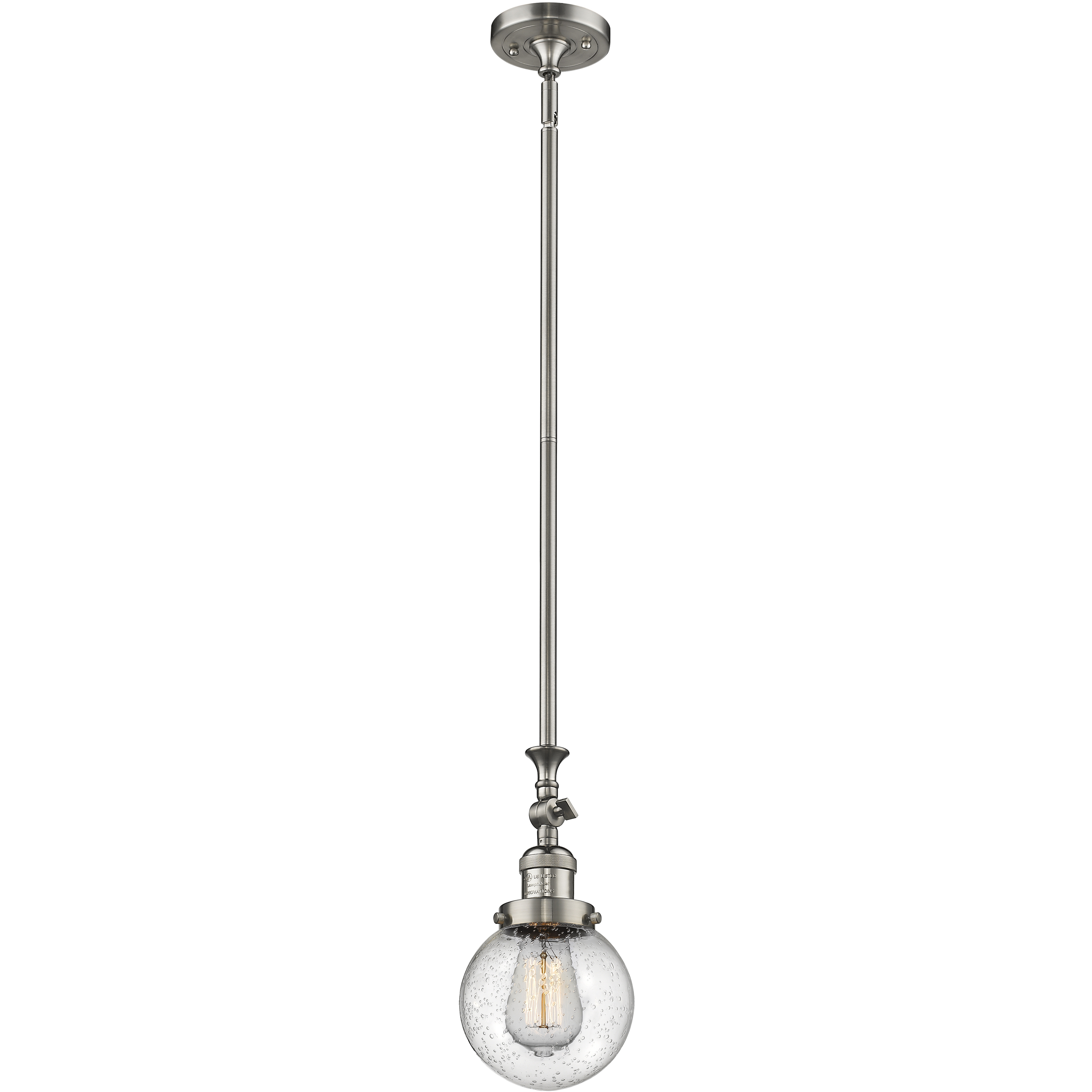 Franklin Restoration Beacon 1 Light 6 inch Brushed Satin Nickel Mini Pendant Ceiling Light in Incandescent, Seedy, Franklin Restoration