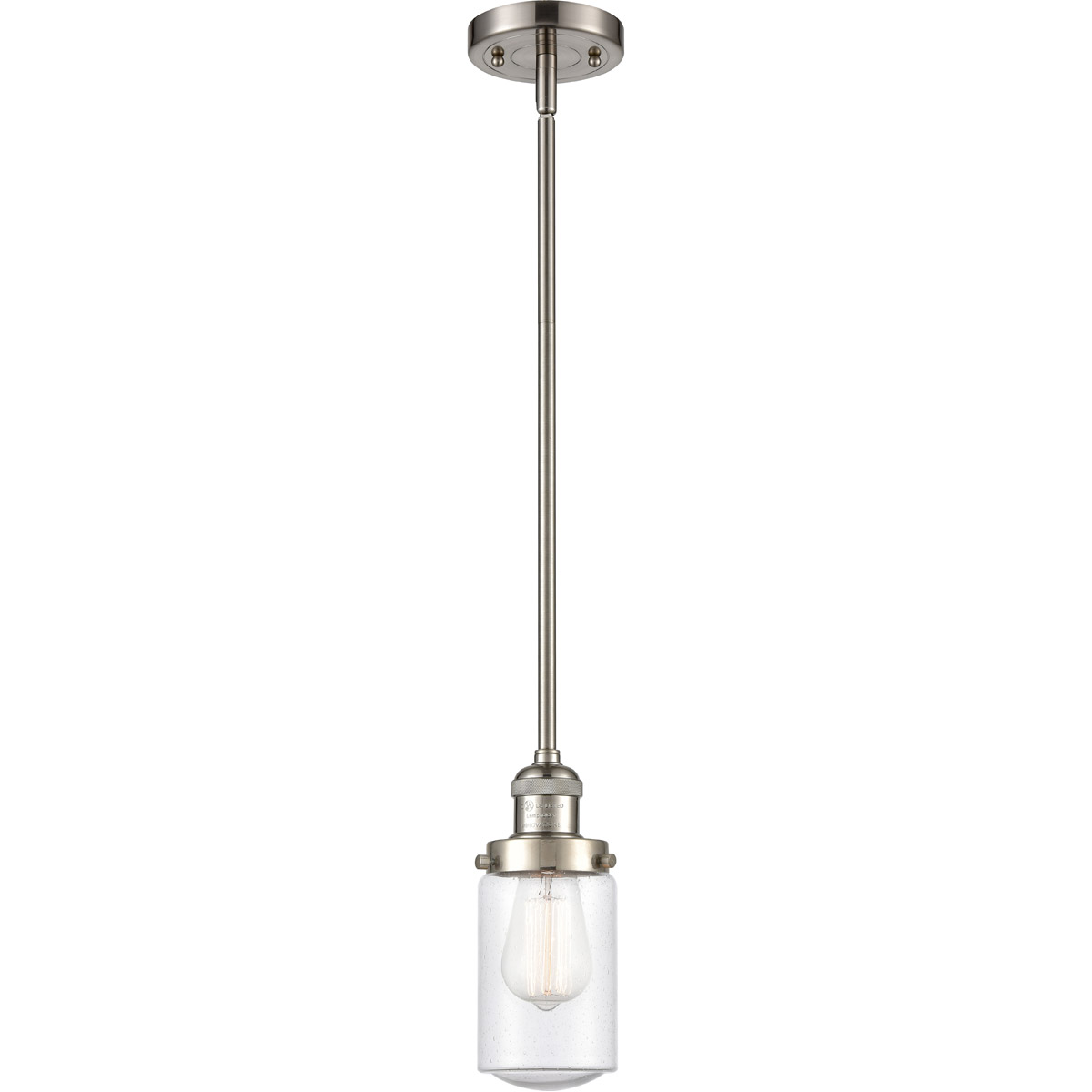 Franklin Restoration Dover 1 Light 5 inch Brushed Satin Nickel Mini Pendant Ceiling Light in Seedy Glass, Franklin Restoration