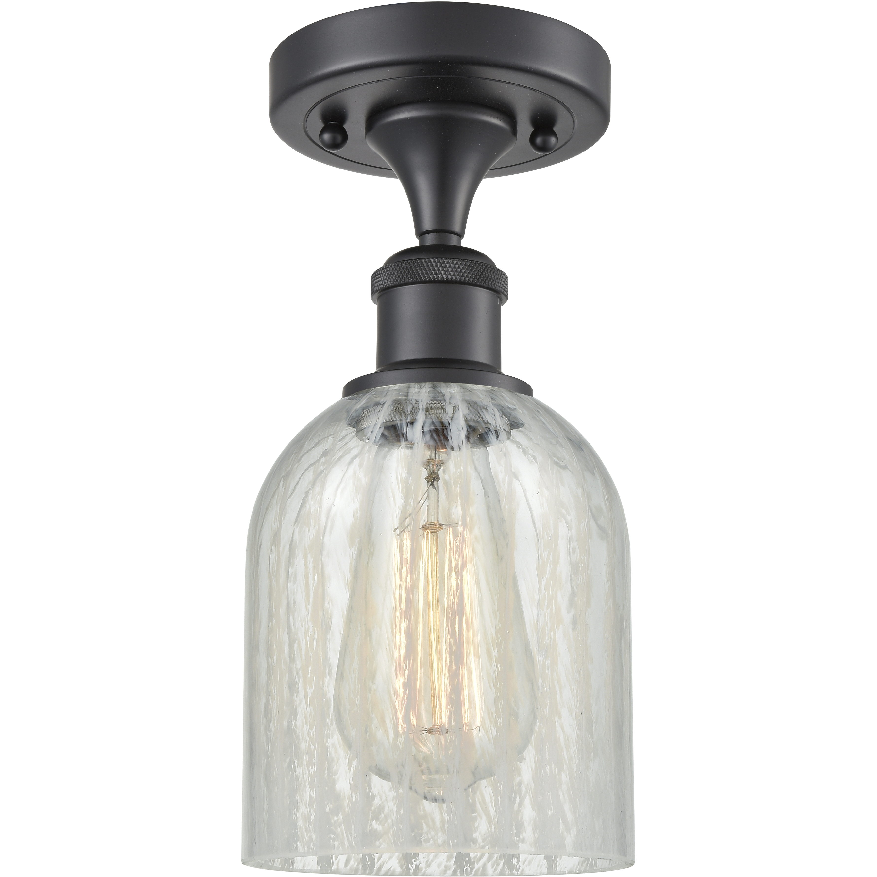 Edison Caledonia 1 Light 5 inch Matte Black Semi-Flush Mount Ceiling Light in Mouchette Glass