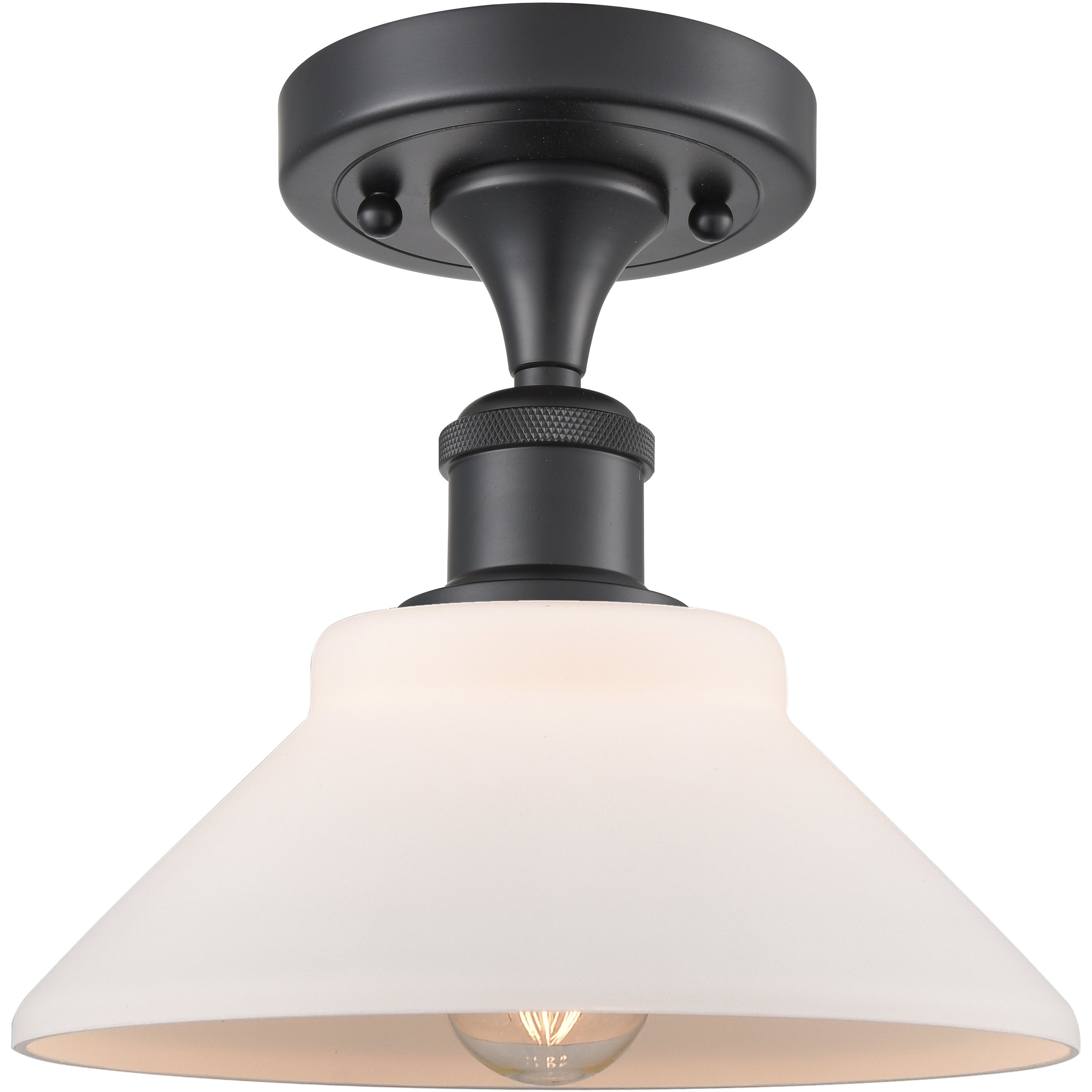 Edison Orwell 1 Light 8.38 inch Matte Black Semi-Flush Mount Ceiling Light in Matte White Glass