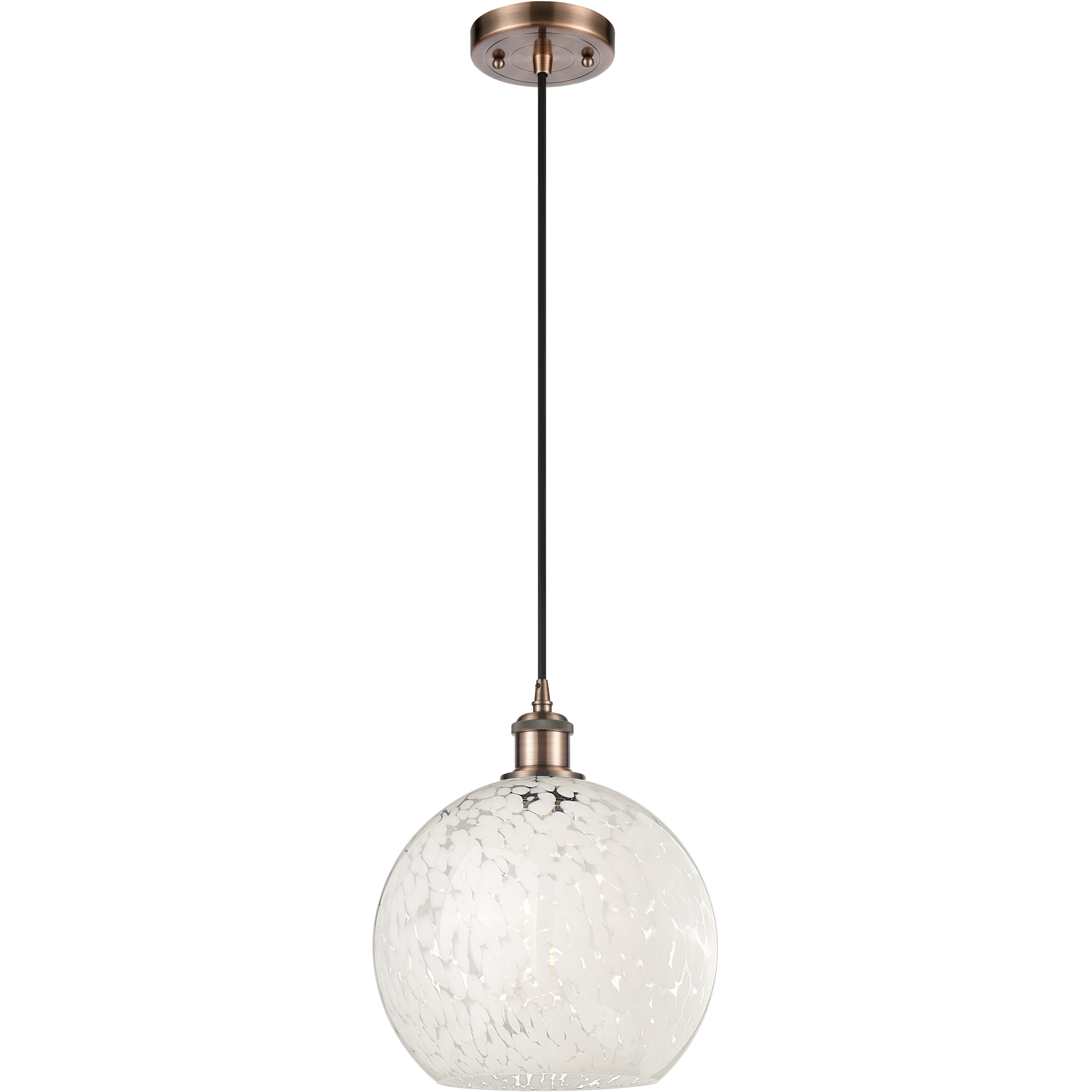 Ballston White Mouchette 1 Light 10 inch Antique Copper Cord Hung Mini Pendant Ceiling Light