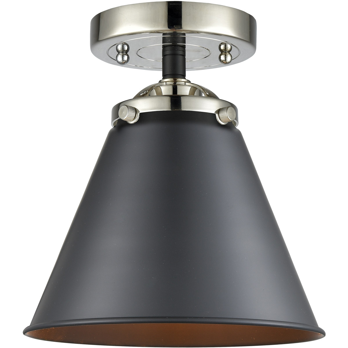 Nouveau Appalachian 1 Light 8 inch Black Polished Nickel Semi-Flush Mount Ceiling Light in Matte Black, Nouveau