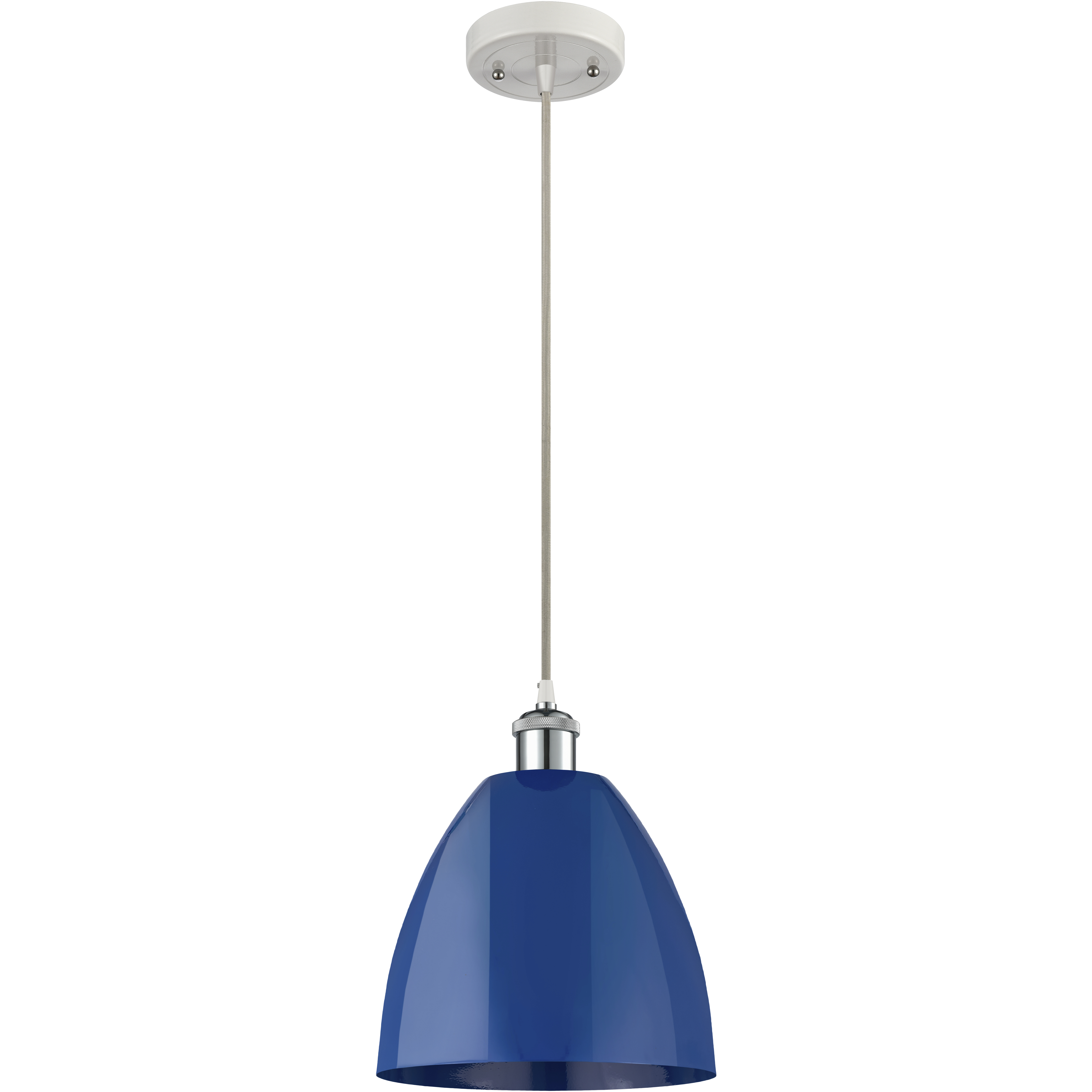 Ballston Plymouth Dome 1 Light 9 inch White and Polished Chrome Mini Pendant Ceiling Light in Matte Blue