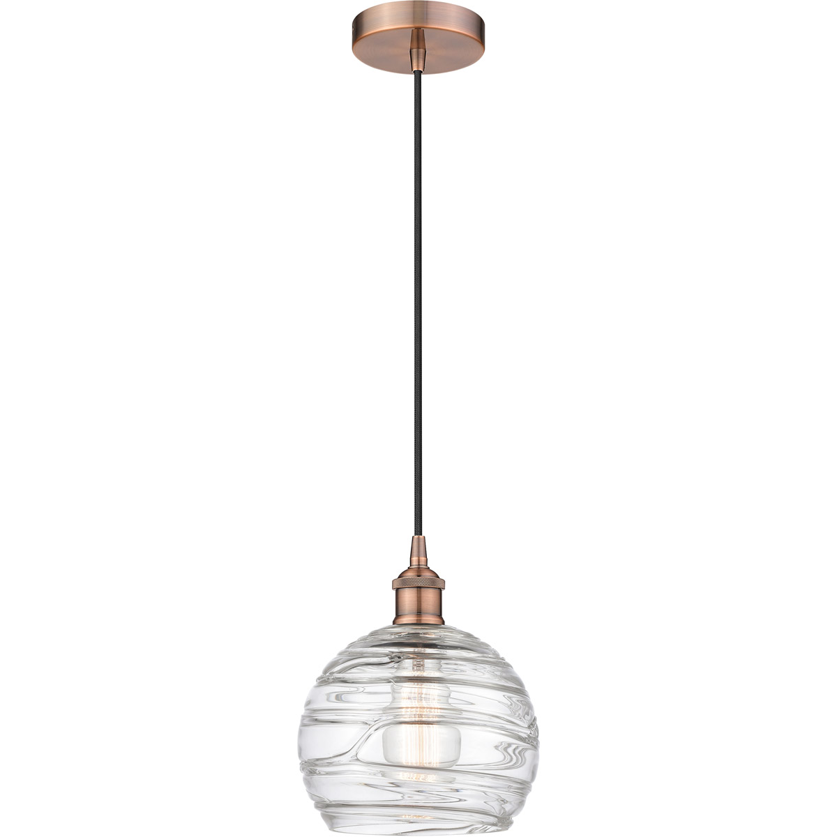 Edison Athens Deco Swirl 1 Light 8 inch Antique Copper Mini Pendant Ceiling Light