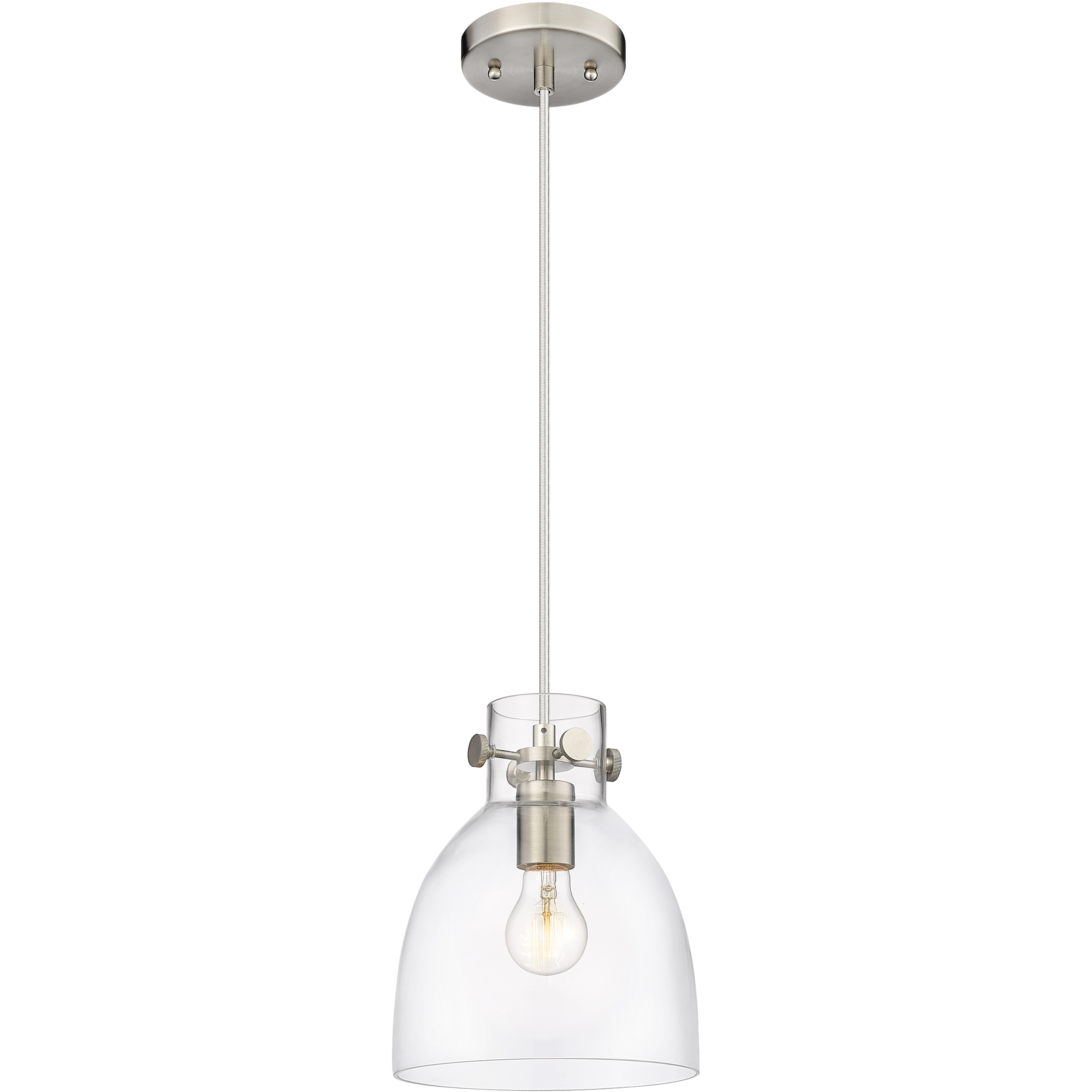 Downtown Urban Newton Bell 1 Light 8 inch Satin Nickel Pendant Ceiling Light in Clear
