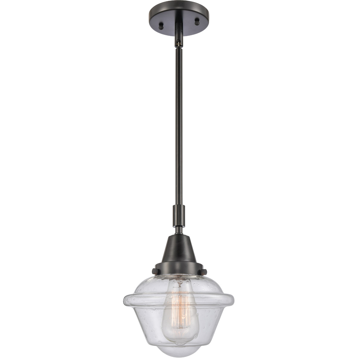 Franklin Restoration Small Oxford LED 7.5 inch Matte Black Mini Pendant Ceiling Light in Seedy Glass