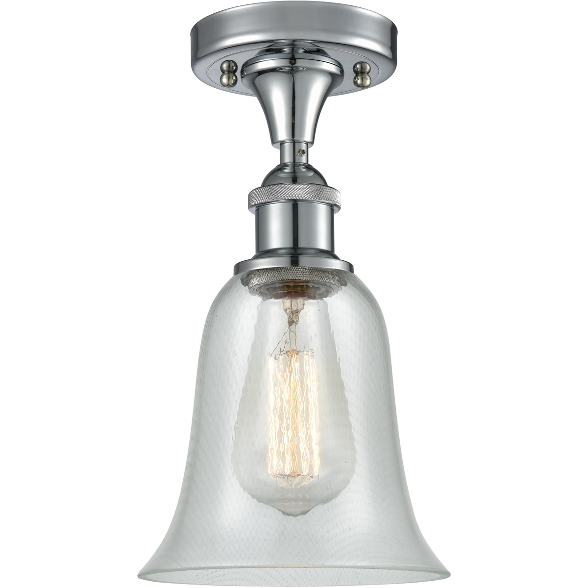 Ballston Hanover 1 Light 6.25 inch Polished Chrome Semi-Flush Mount Ceiling Light in Fishnet Glass, Ballston