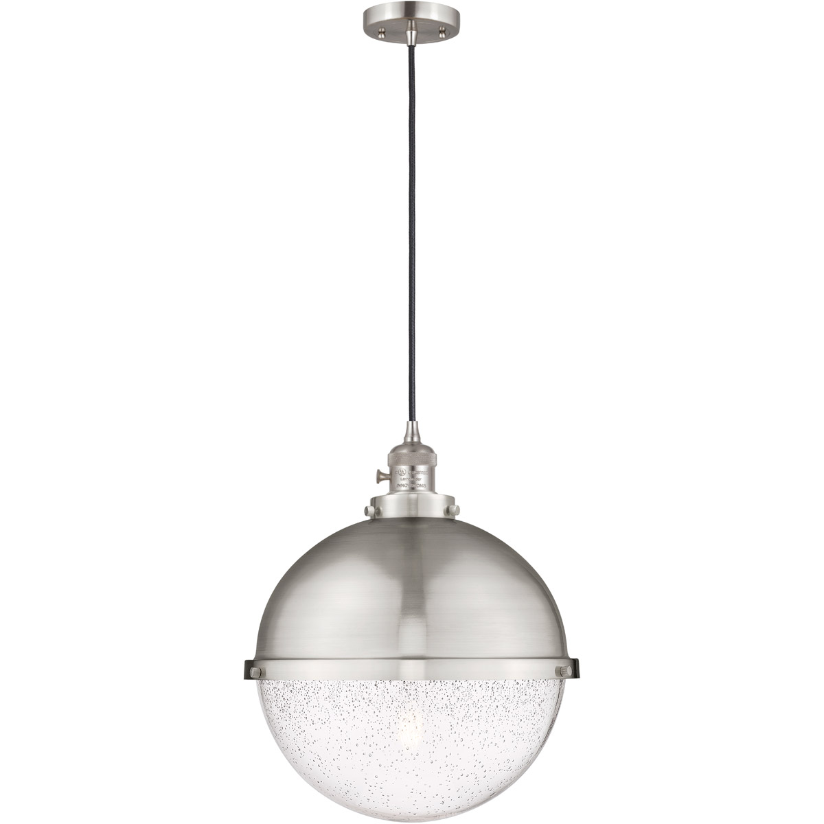 Franklin Restoration Hampden 1 Light 12.88 inch Brushed Satin Nickel Pendant Ceiling Light in Seedy Glass