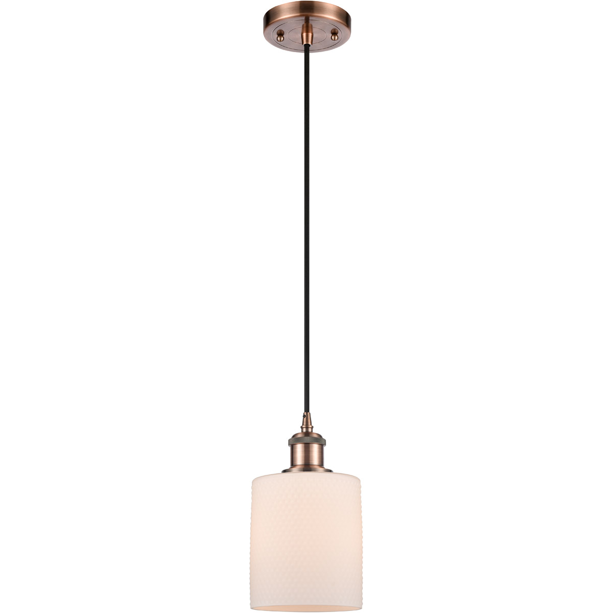 Ballston Cobbleskill LED 5 inch Antique Copper Mini Pendant Ceiling Light in Matte White Glass, Ballston