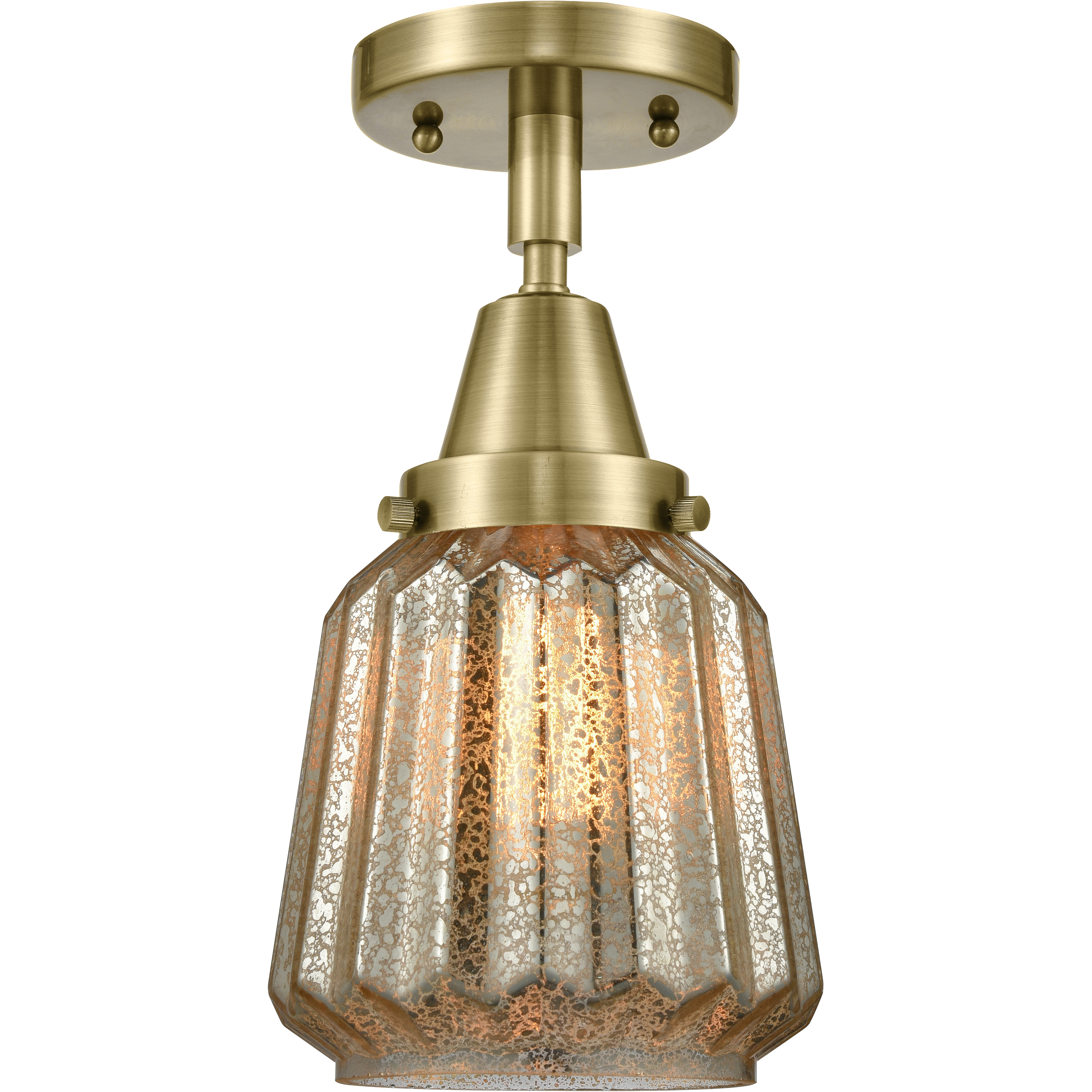 Franklin Restoration Chatham 1 Light 6 inch Antique Brass Flush Mount Ceiling Light in Mercury Glass