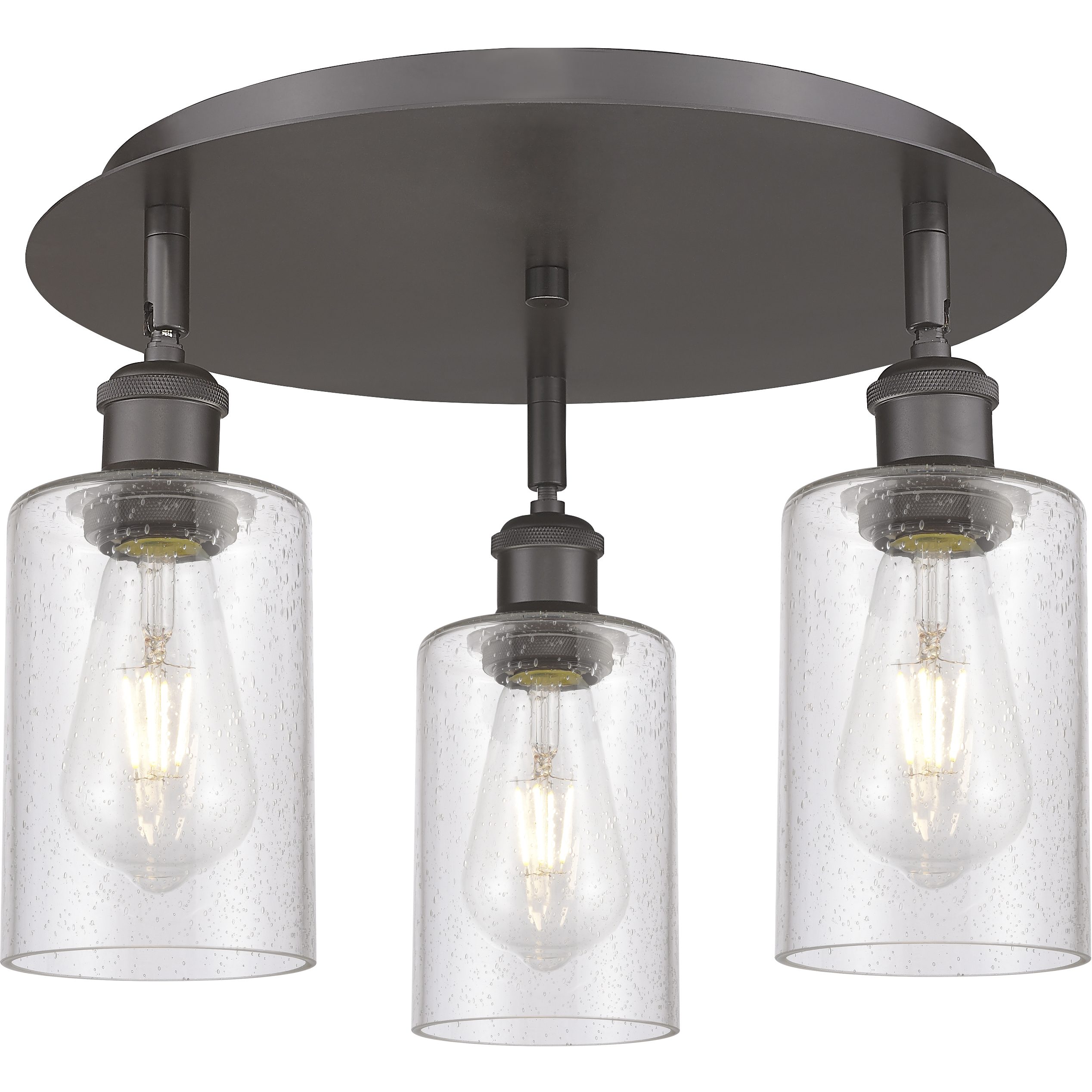 Clymer 3 Light 15.63 inch Oil Rubbed Bronze Flush Mount Ceiling Light in Seedy