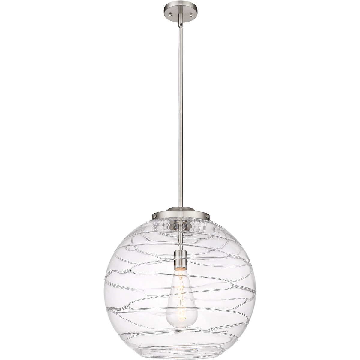 Ballston Deco Swirl 1 Light 18 inch Brushed Satin Nickel Pendant Ceiling Light