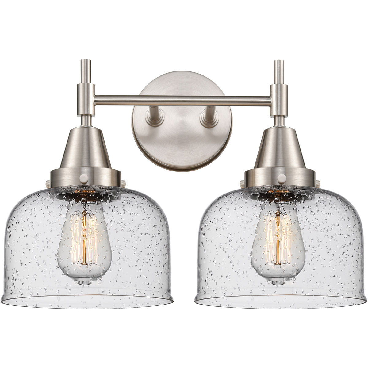 Caden LED 17 inch Satin Nickel Bath Vanity Light Wall Light in Seedy Glass