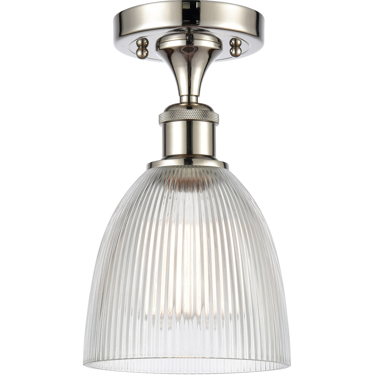 Ballston Castile 1 Light 6 inch Polished Nickel Semi-Flush Mount Ceiling Light in Clear Glass, Ballston