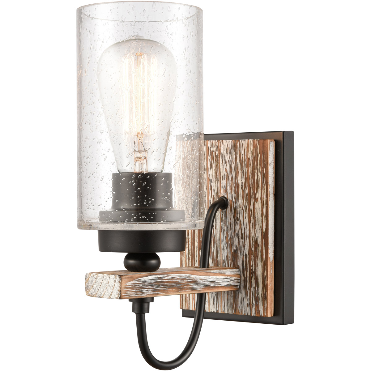 Paladin 1 Light 4.5 inch Matte Black Sconce Wall Light in Seedy Glass