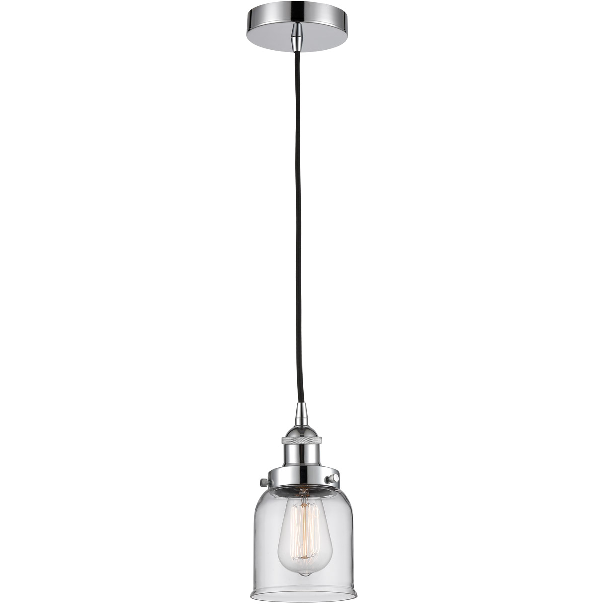 Franklin Restoration Small Bell LED 5 inch Polished Chrome Mini Pendant Ceiling Light in Clear Glass