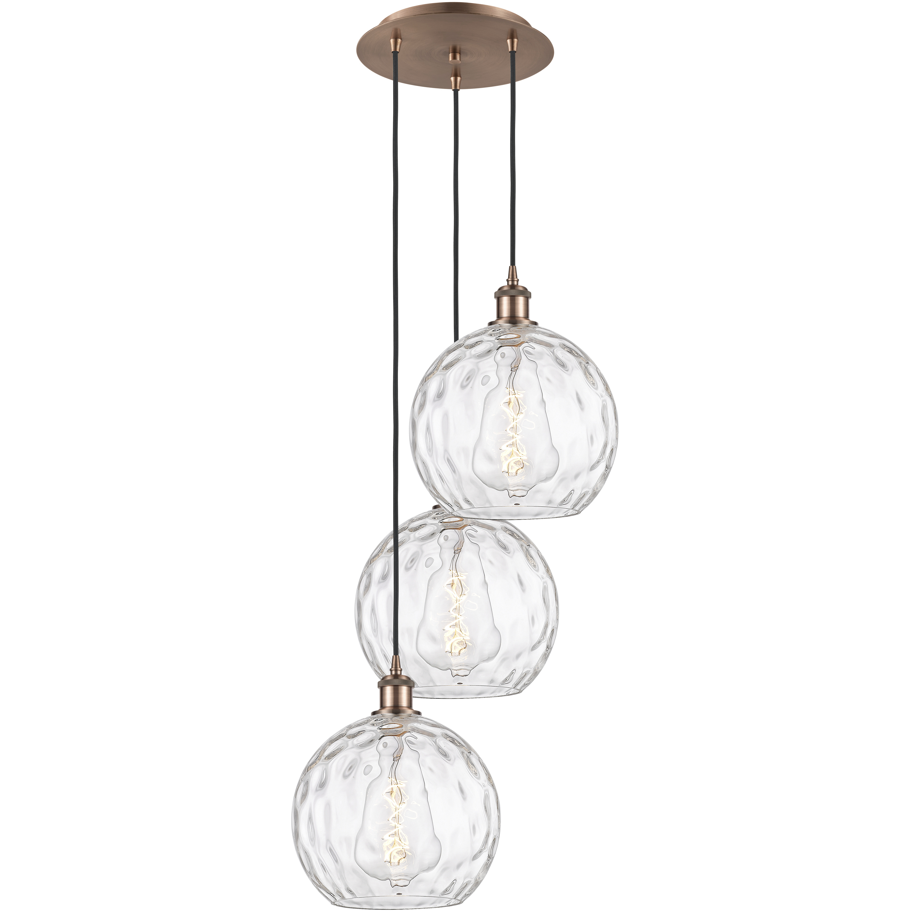 Ballston Athens Water Glass 3 Light 17 inch Antique Copper Multi-Pendant Ceiling Light