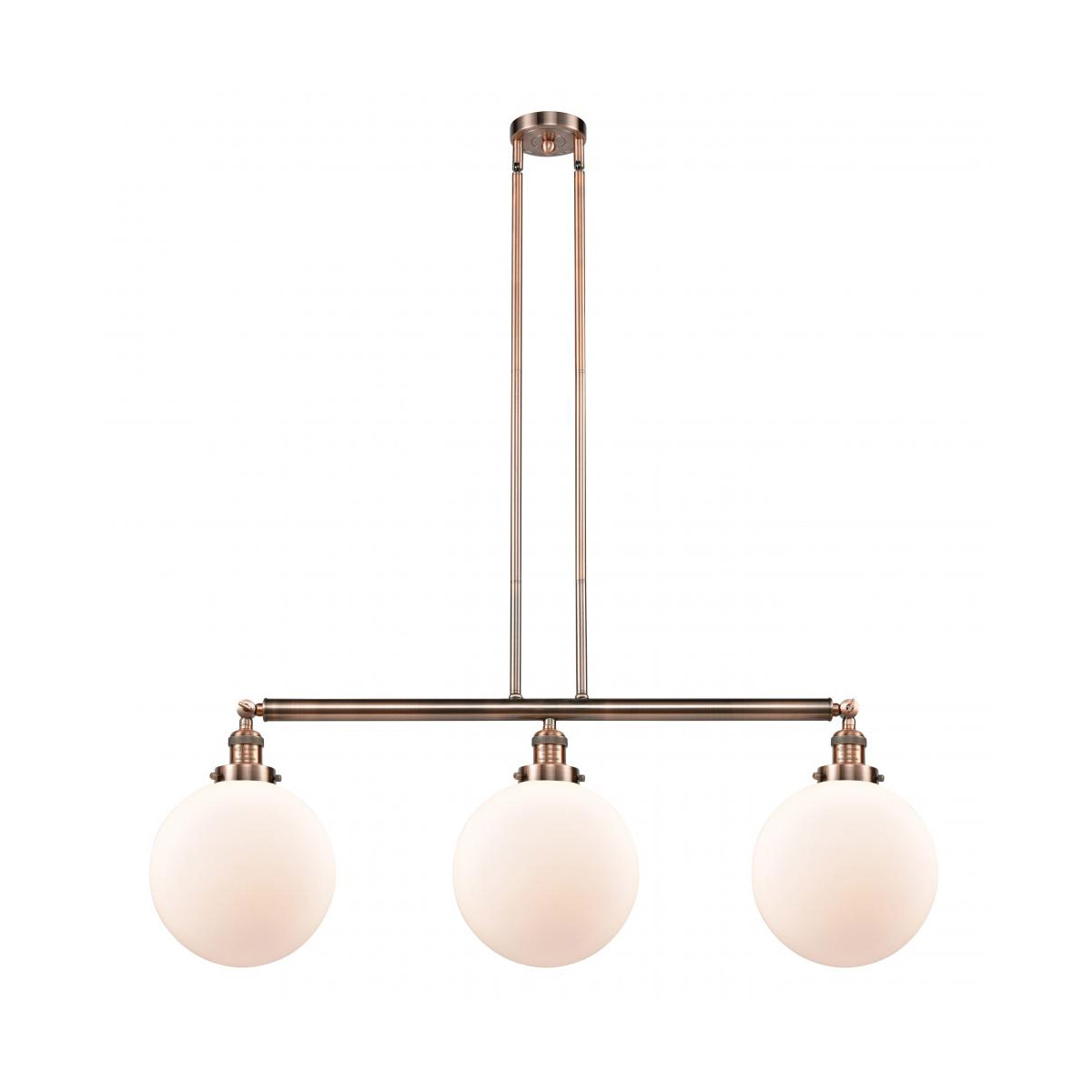 Franklin Restoration X-Large Beacon 3 Light 42 inch Antique Copper Island Light Ceiling Light in Matte White Glass, Franklin Restoration