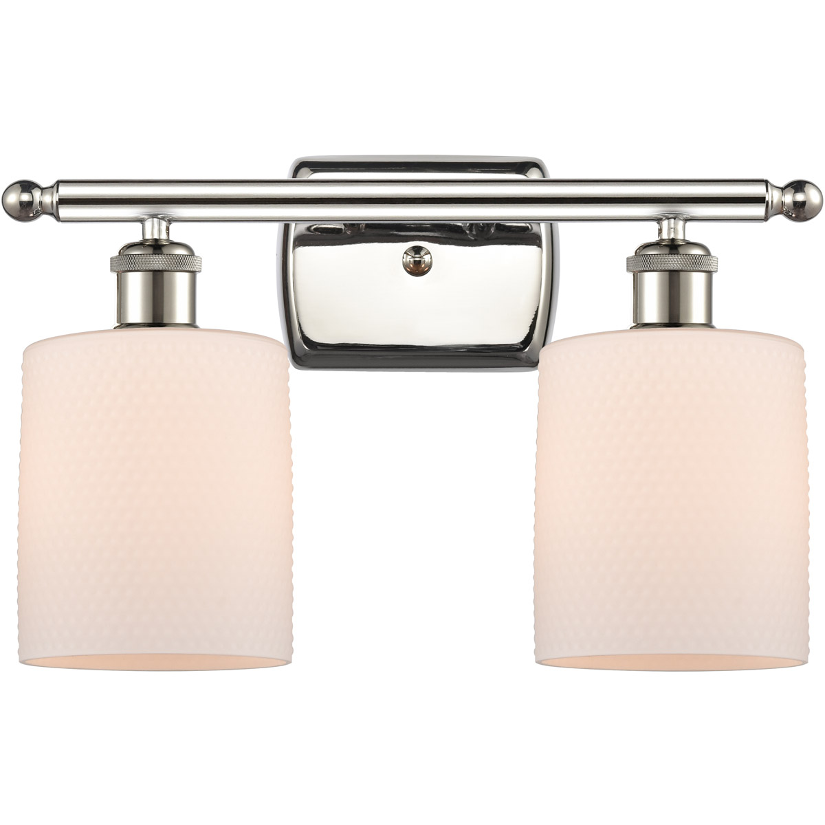 Ballston Cobbleskill 2 Light 16 inch Polished Nickel Bath Vanity Light Wall Light in Matte White Glass, Ballston