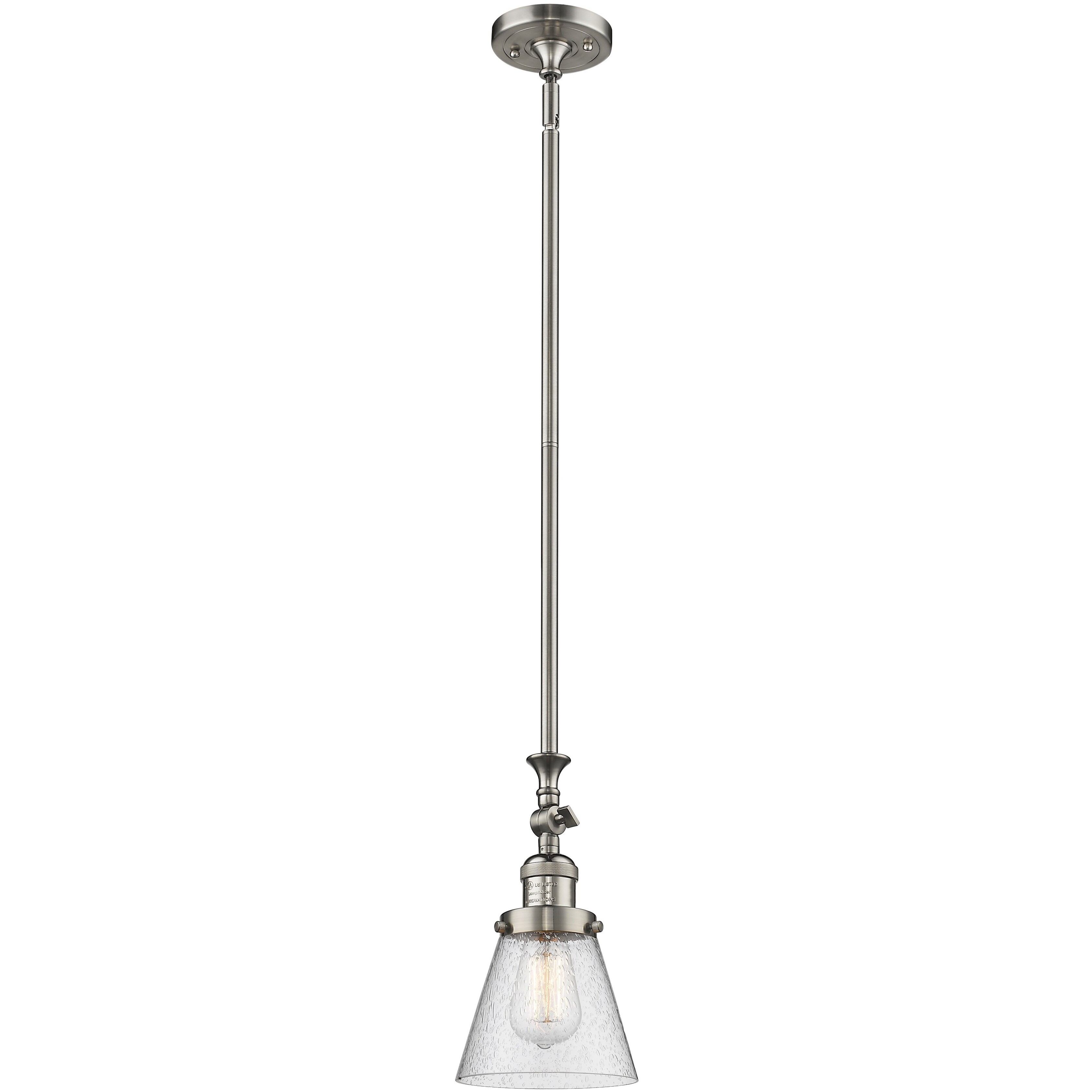 Franklin Restoration Cone 1 Light 6 inch Brushed Satin Nickel Mini Pendant Ceiling Light in Incandescent, Seedy, Franklin Restoration