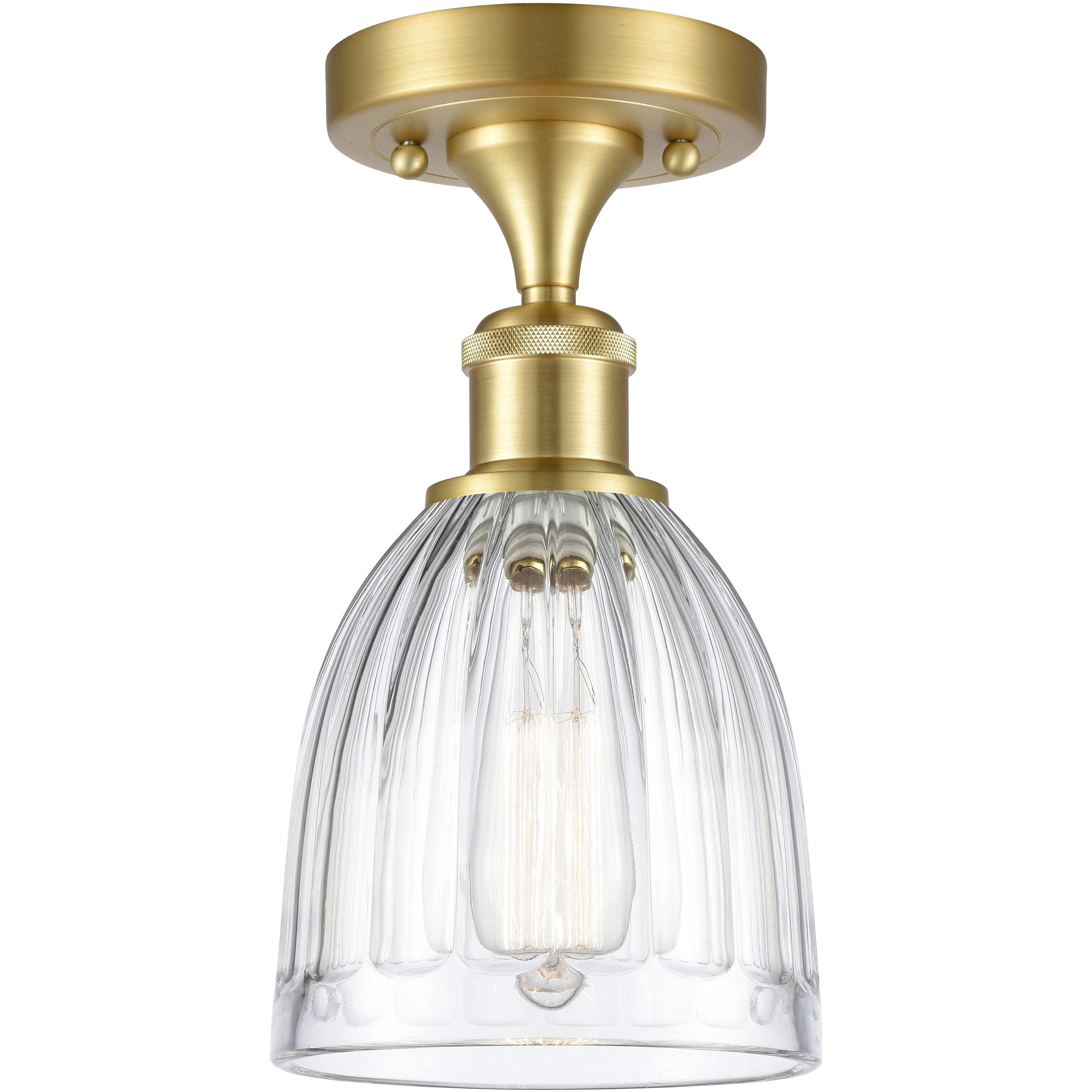 Brookfield 1 Light 5.75 inch Satin Gold Semi-Flush Mount Ceiling Light in Clear Glass