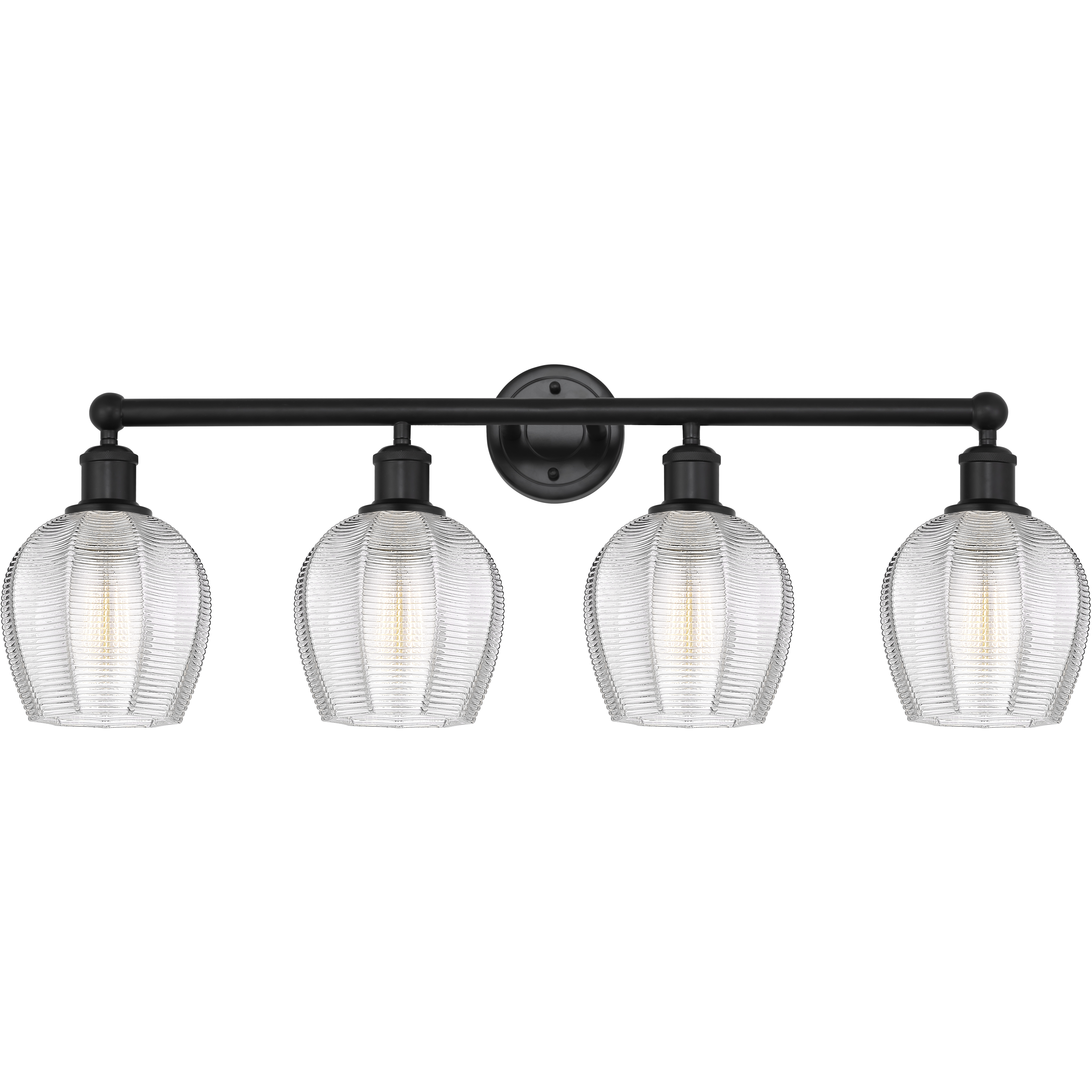 Edison Norfolk 4 Light 33 inch Matte Black Bath Vanity Light Wall Light in Clear Glass