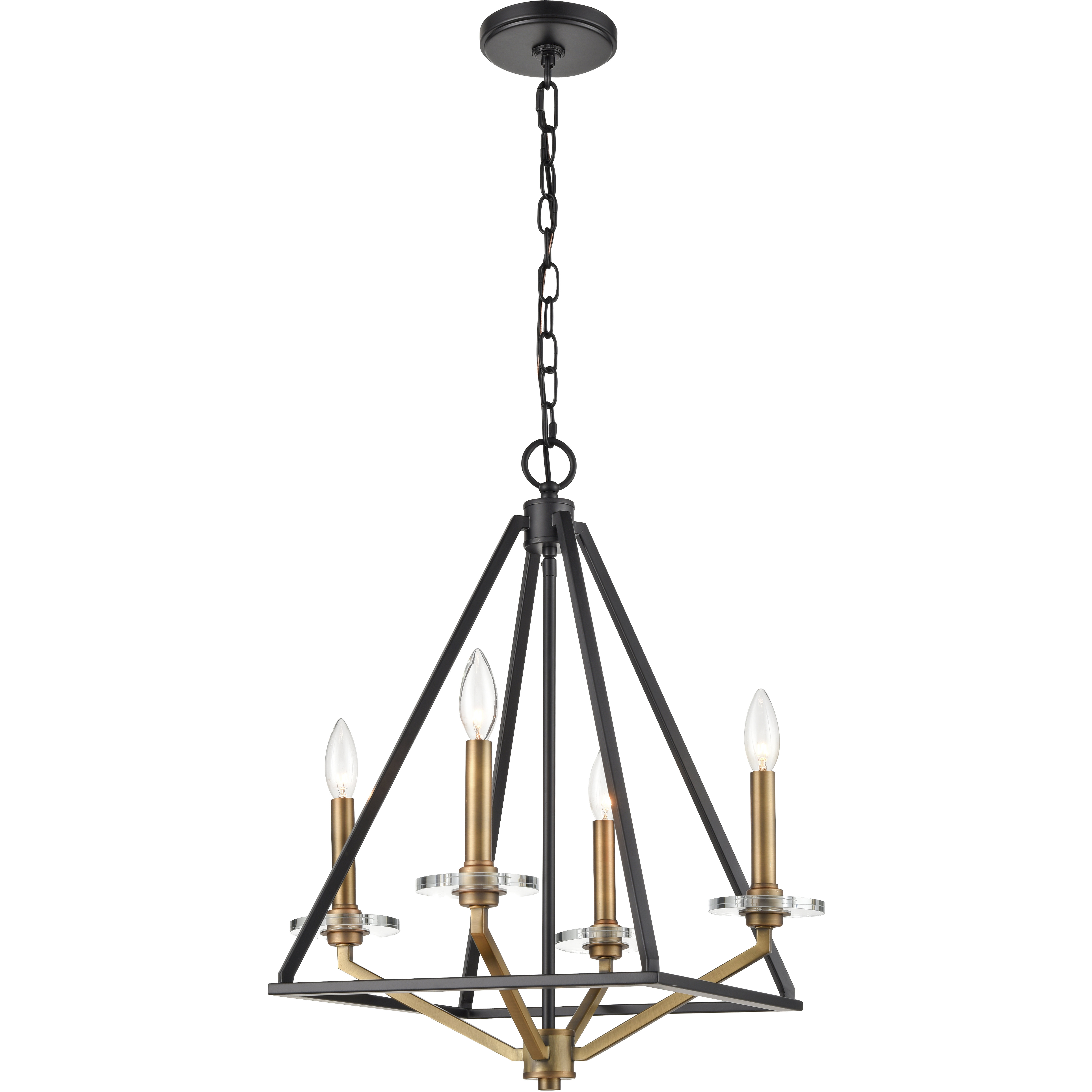 Raleigh LED 17.5 inch Black Brushed Brass Mini Chandelier Ceiling Light