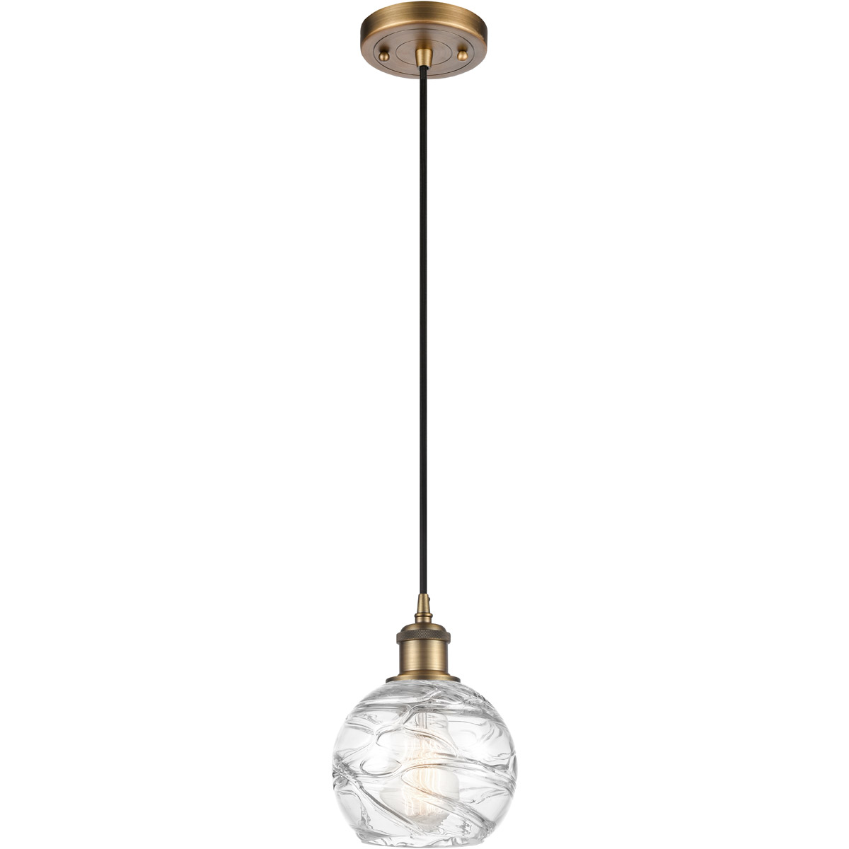 Ballston Small Deco Swirl 1 Light 6 inch Brushed Brass Mini Pendant Ceiling Light, Ballston